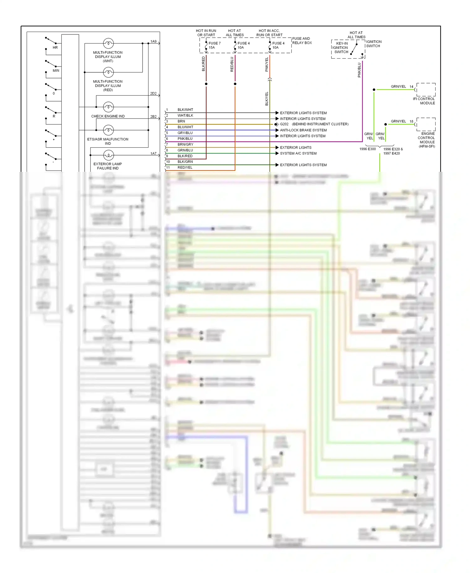 Wiring diagram engine coolant level switch for Mercedes-Benz E-class W210/S210 (1995-1999) (1 of 1)