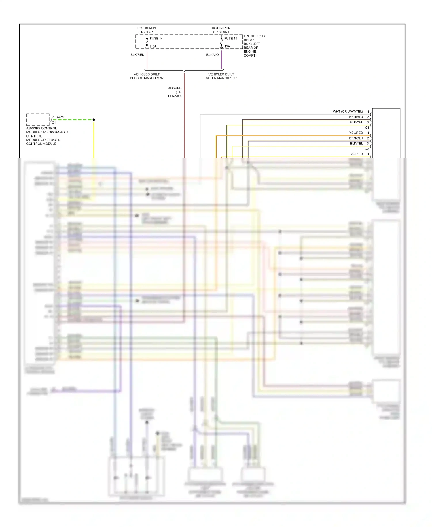 Wiring diagram front bumper pts sensor assembly for Mercedes-Benz E-class W210/S210 (1995-1999) (1 of 1)