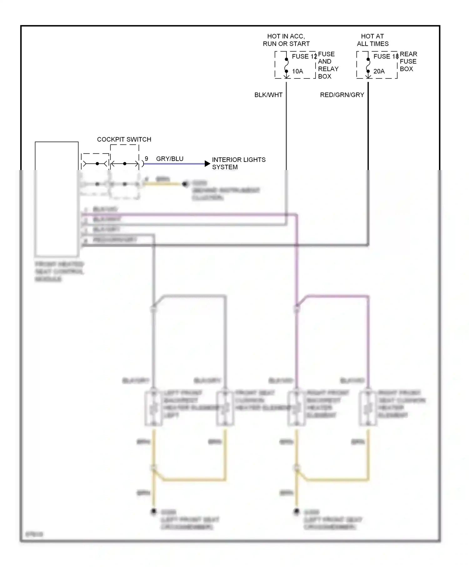 Wiring diagram front heated seat control module for Mercedes-Benz E-class W210/S210 (1995-1999) (1 of 3)