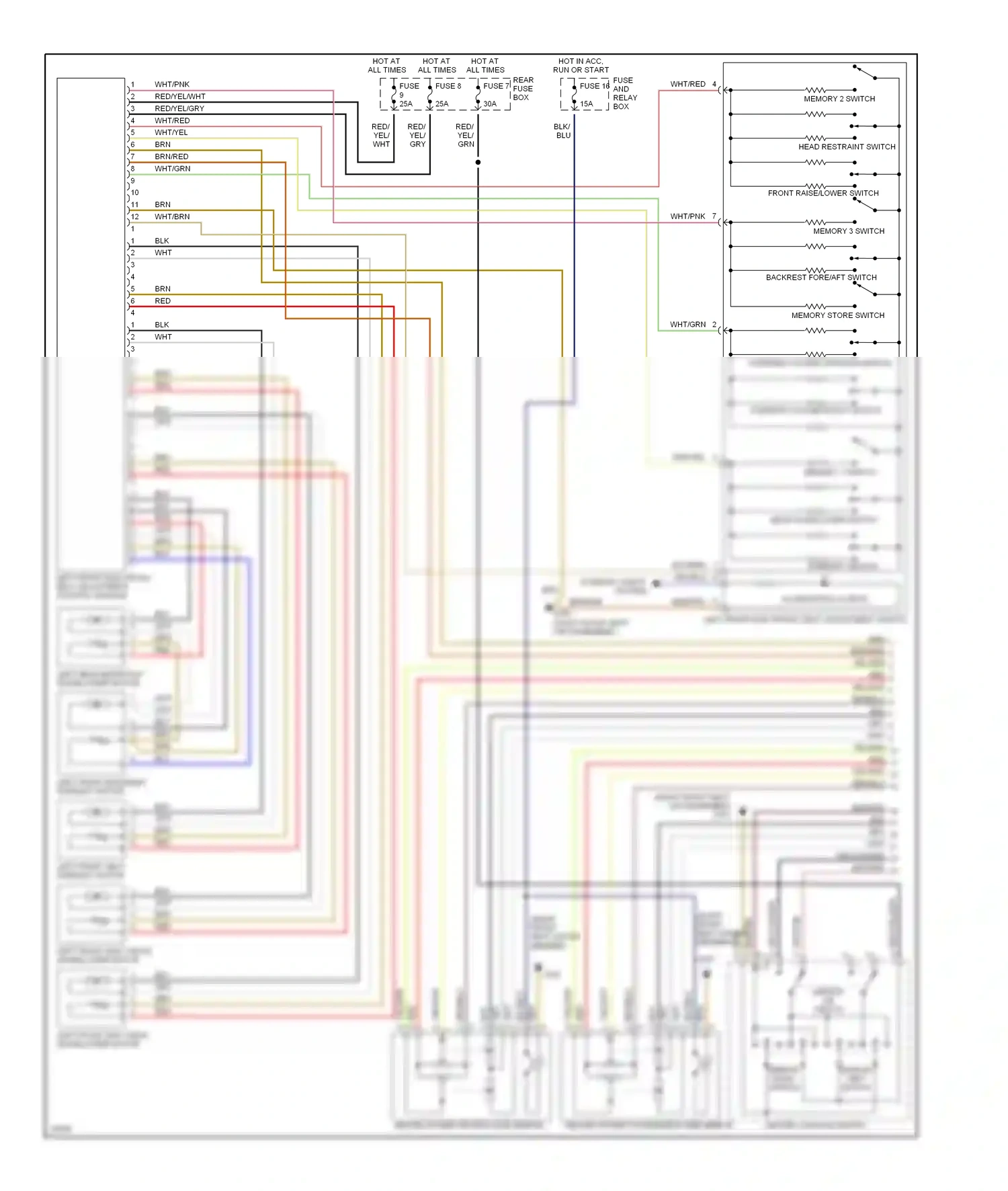 Wiring diagram memory 2 switch for Mercedes-Benz E-class W210/S210 (1995-1999) (1 of 2)