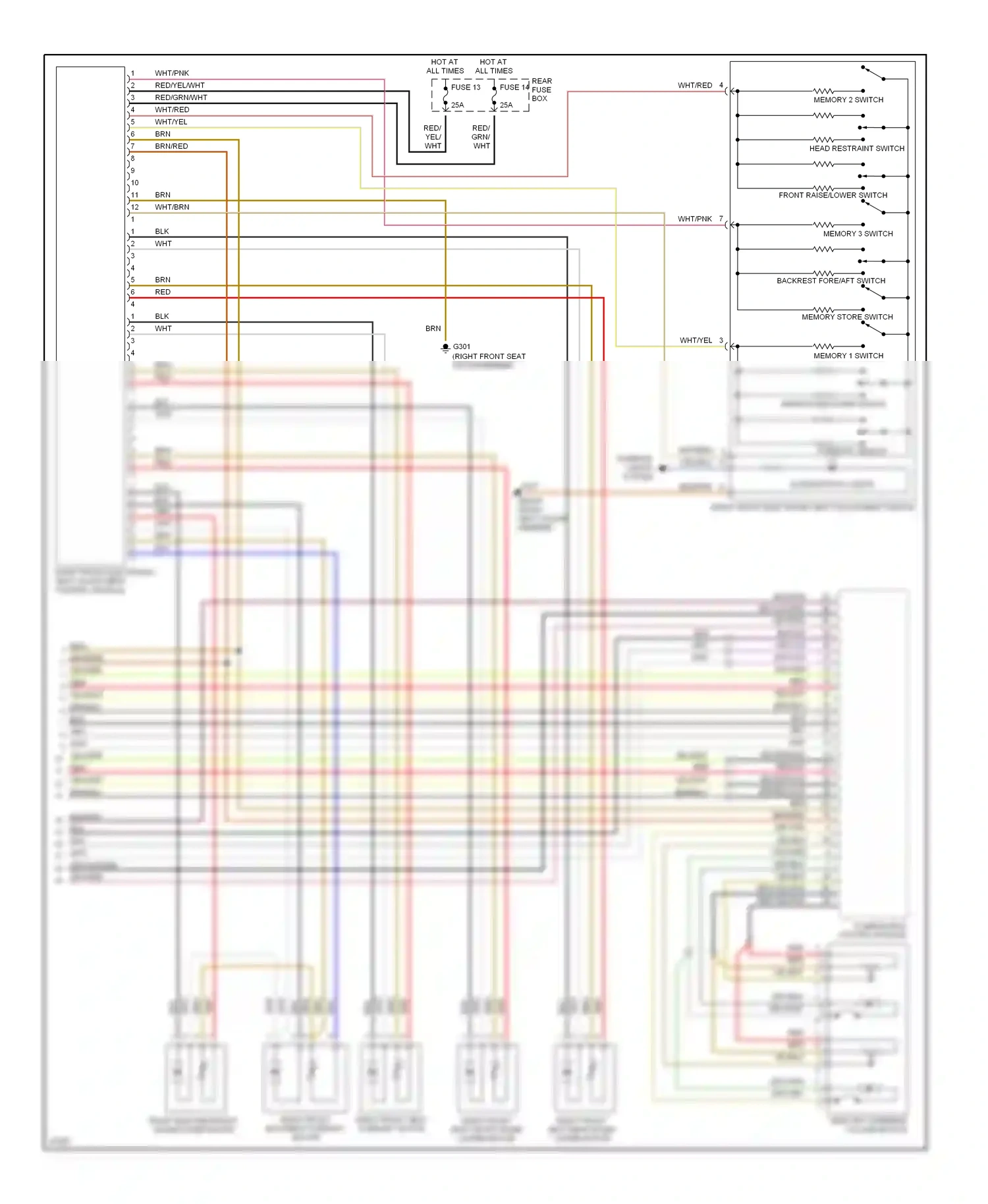 Wiring diagram memory store switch for Mercedes-Benz E-class W210/S210 (1995-1999) (2 of 2)