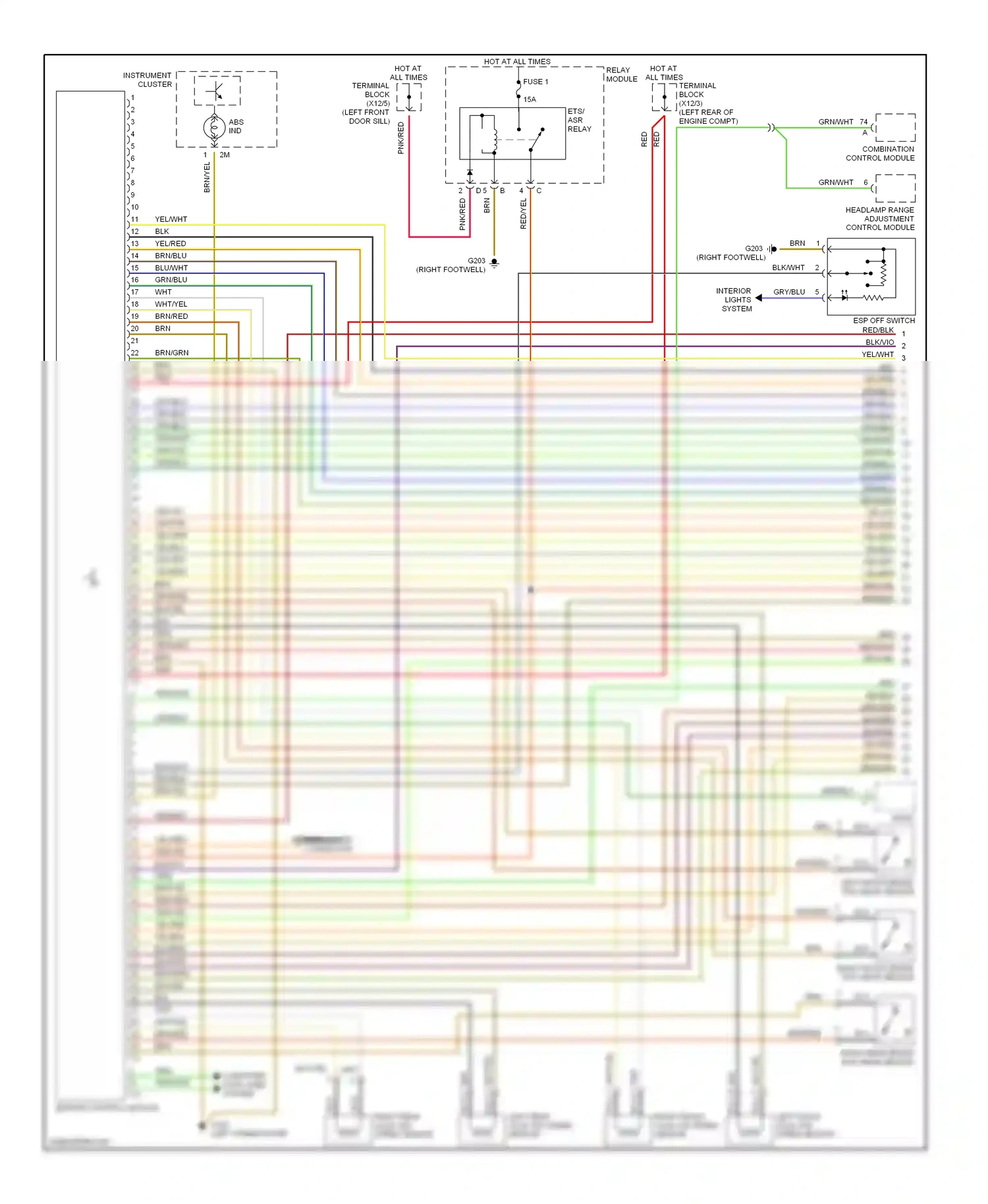 Wiring diagram relay module for Mercedes-Benz E-class W210/S210 (1995-1999) (2 of 9)