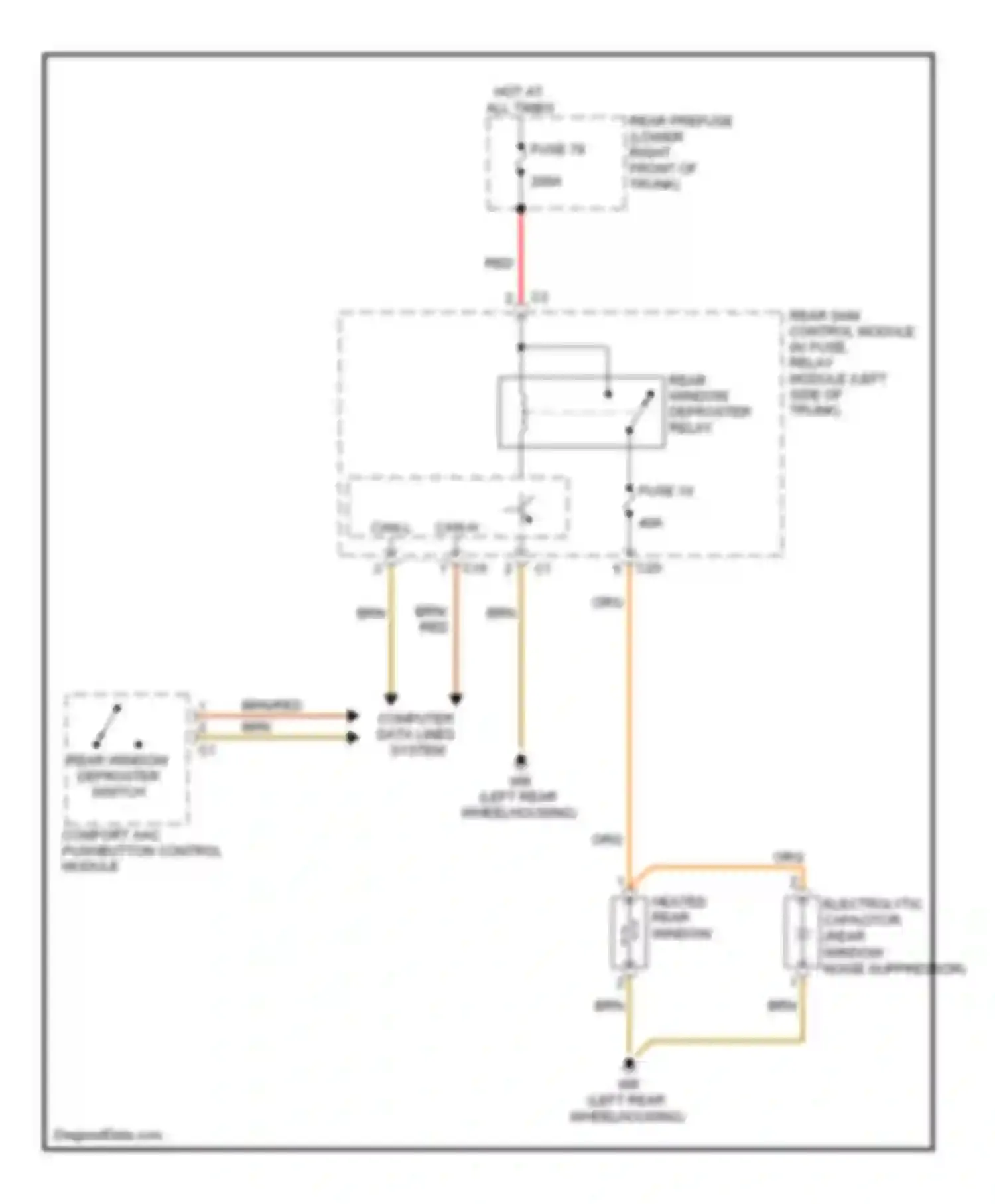 E-class Mercedes-Benz W211/S211 facelift (2006-2009): Rear defogger circuit