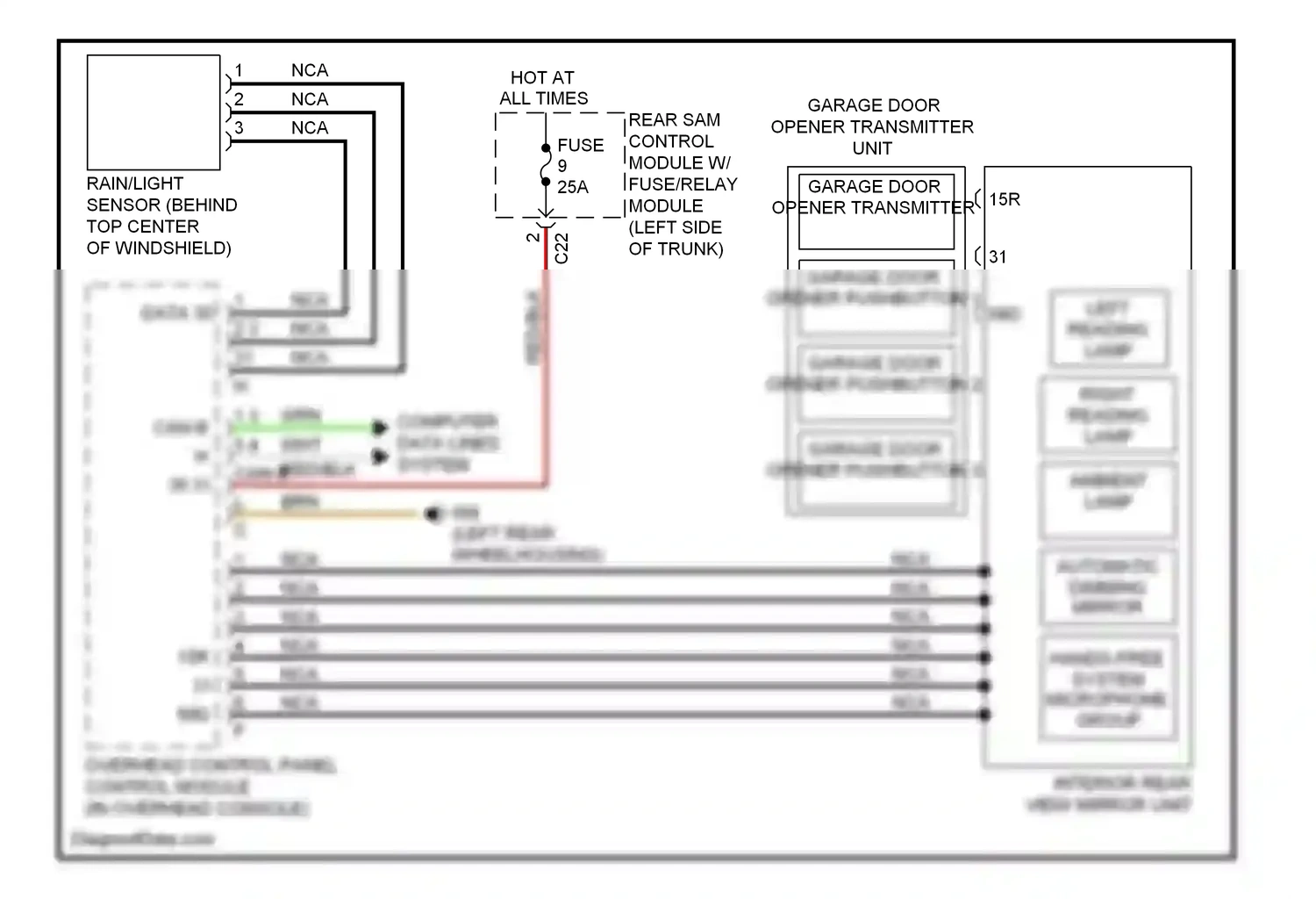 Wiring diagram automatic dimming mirror for Mercedes-Benz E-class W211/S211 facelift (2006-2009) (3 of 3)