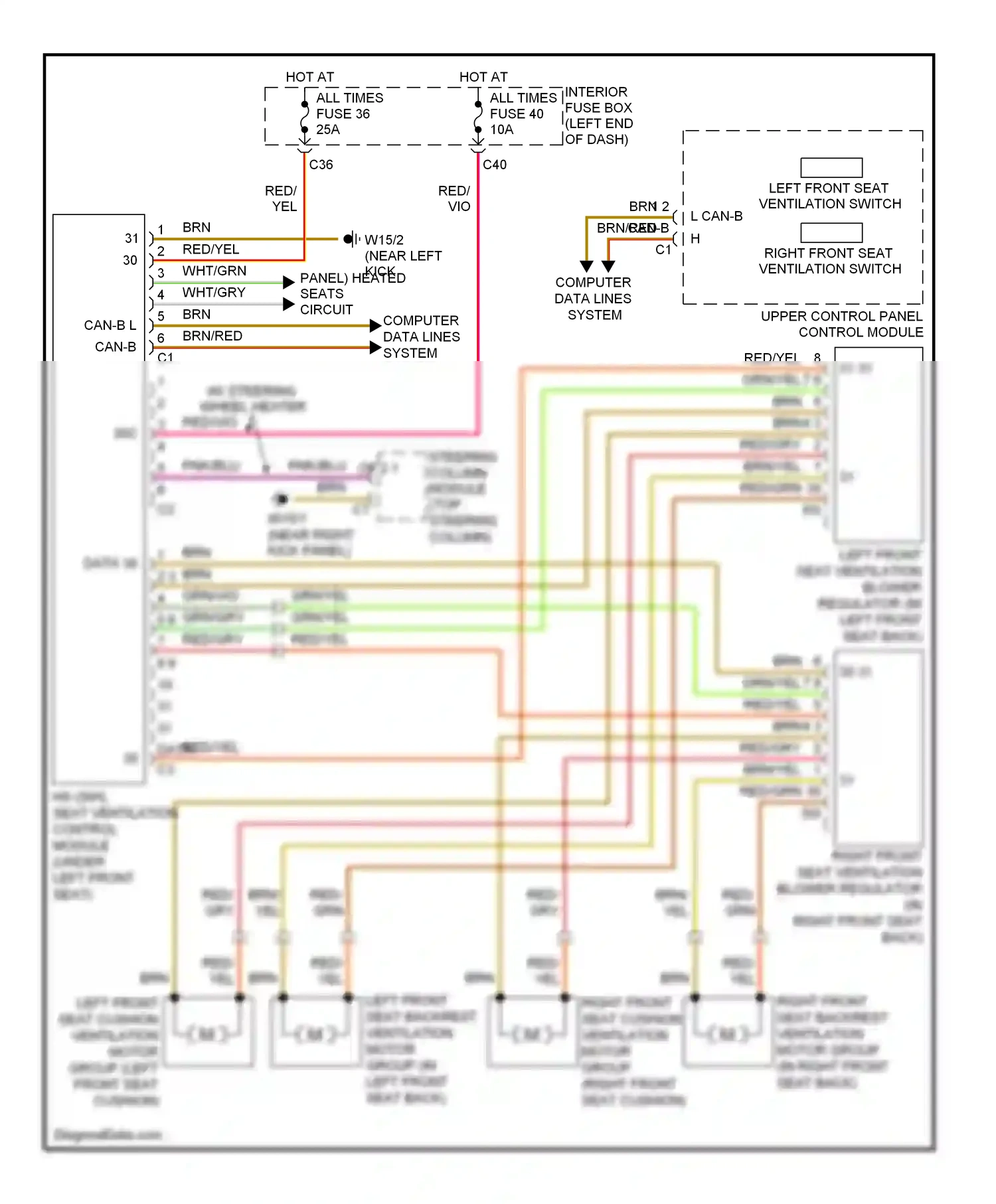 Wiring diagram left front seat ventilation switch for Mercedes-Benz E-class W211/S211 facelift (2006-2009) (1 of 1)