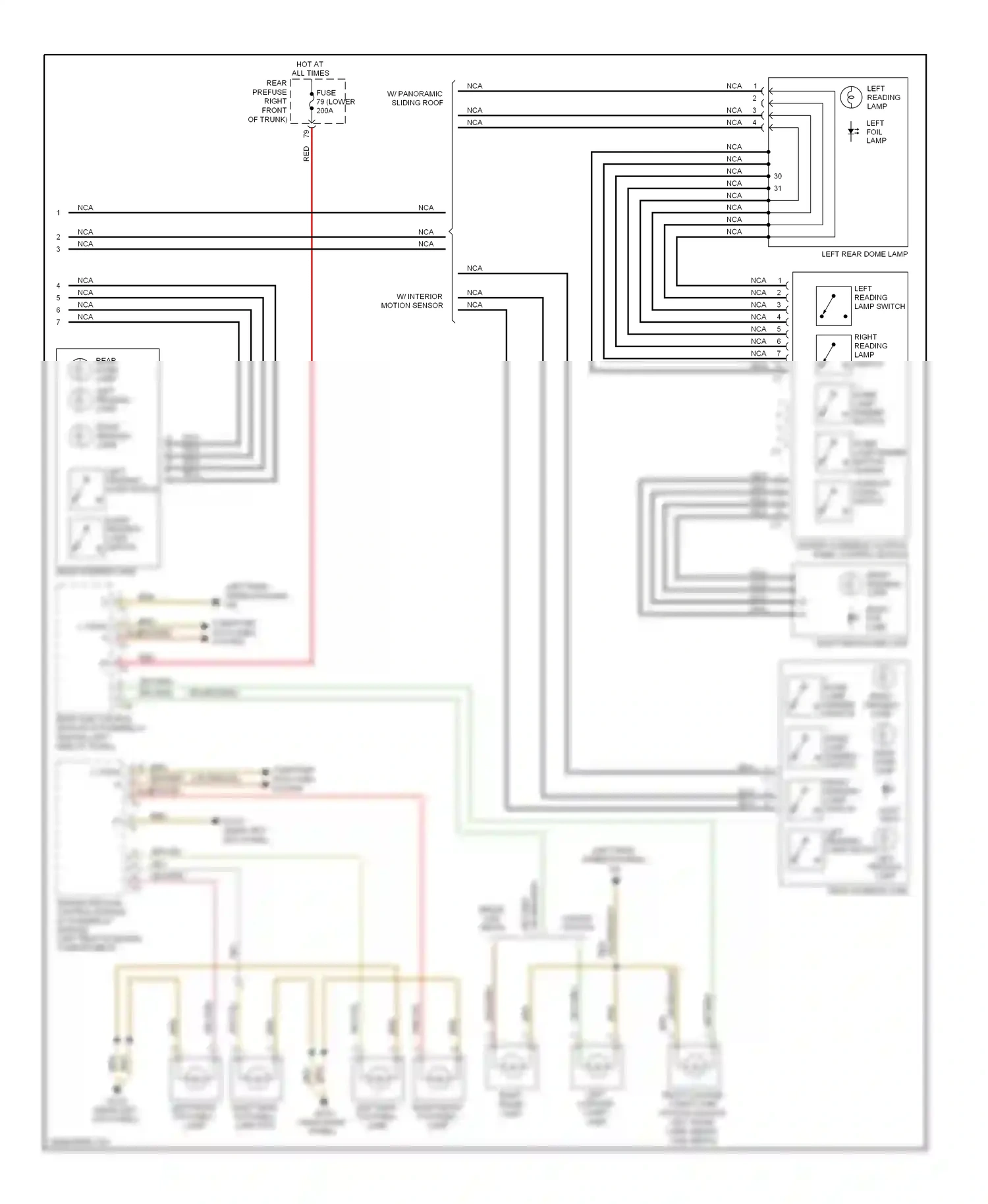 Wiring diagram left reading lamp switch for Mercedes-Benz E-class W211/S211 facelift (2006-2009) (2 of 2)