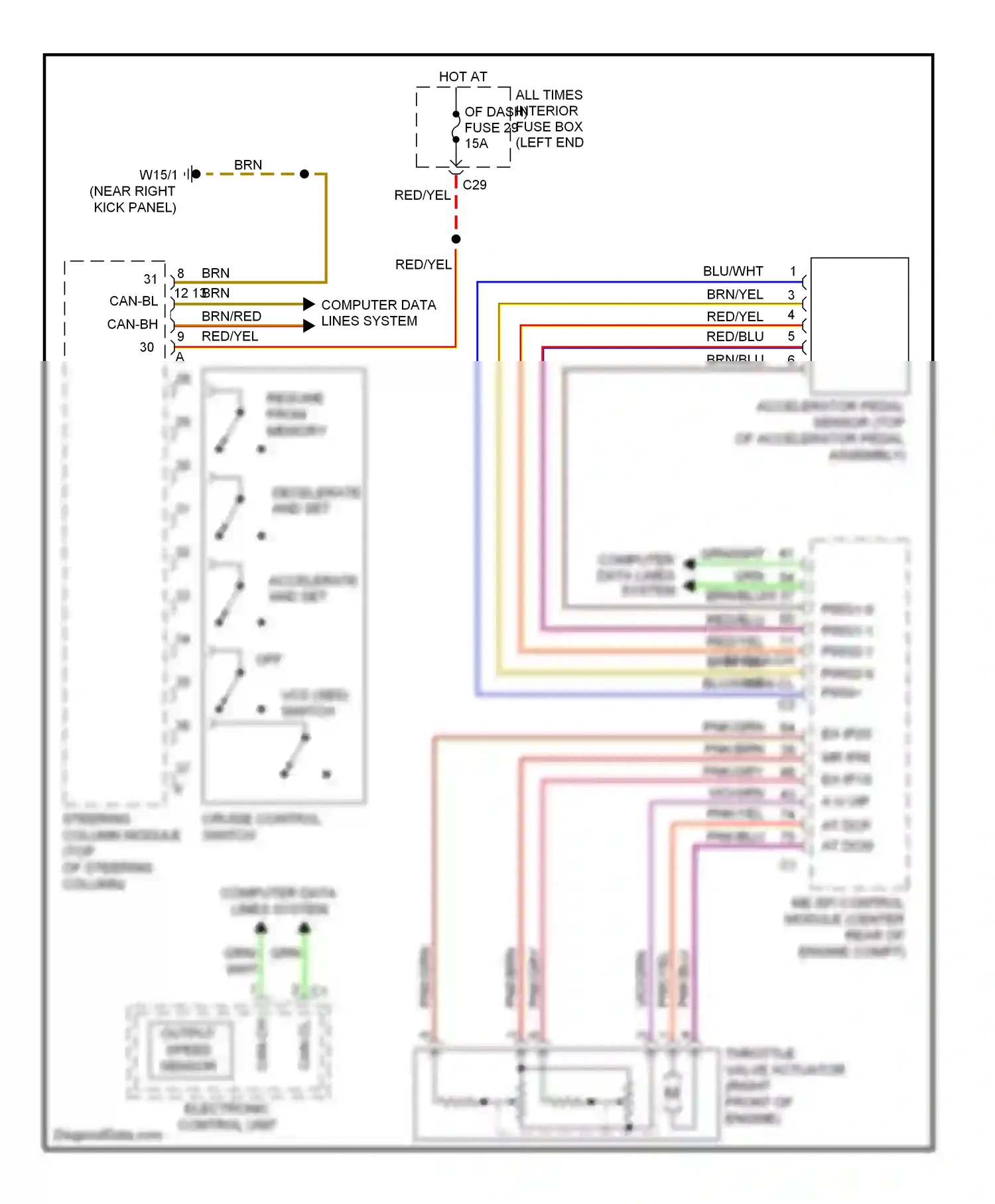 Wiring diagram output speed sensor for Mercedes-Benz E-class W211/S211 facelift (2006-2009) (1 of 2)