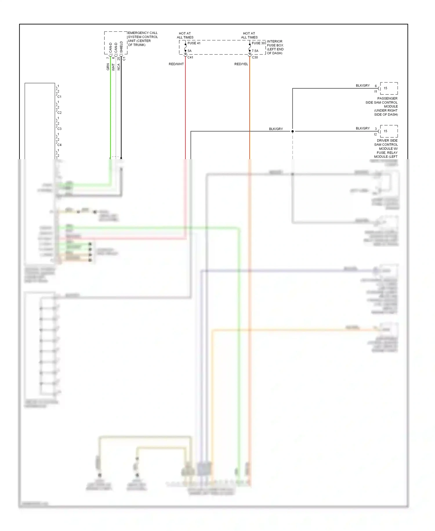 Wiring diagram passenger side sam control module for Mercedes-Benz E-class W211/S211 facelift (2006-2009) (1 of 2)
