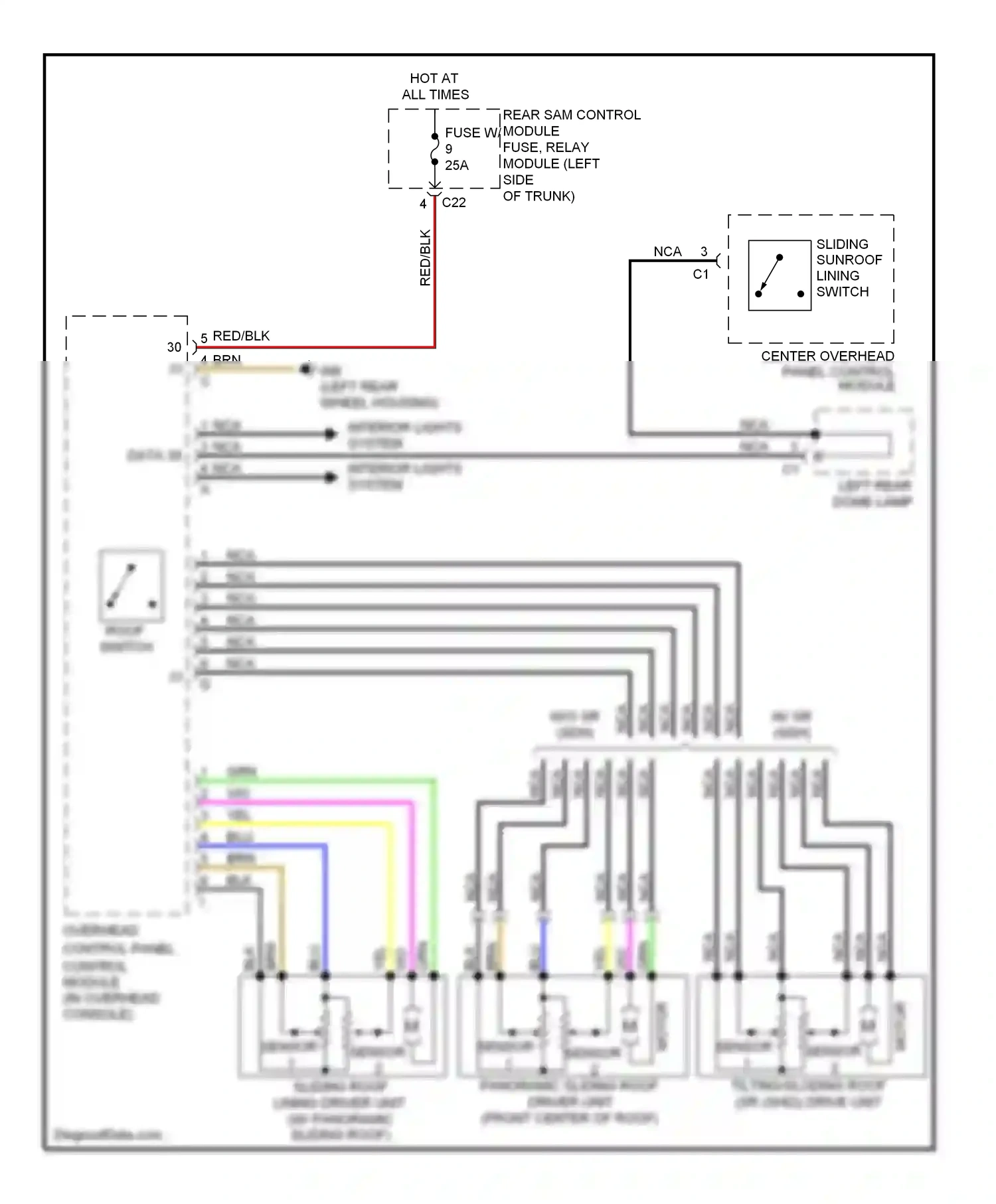 Wiring diagram rear sam control module for Mercedes-Benz E-class W211/S211 facelift (2006-2009) (1 of 1)