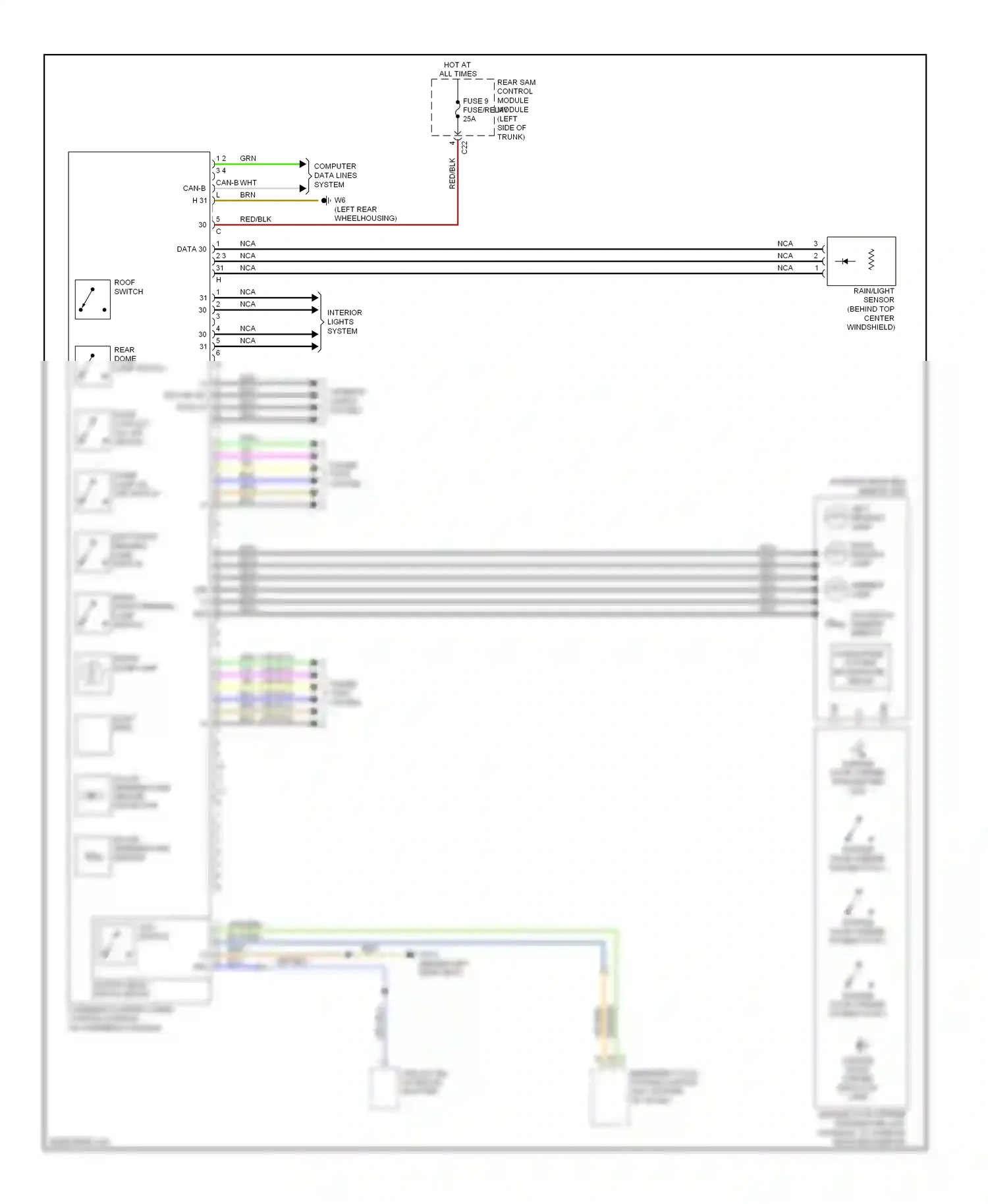Wiring diagram right front reading lamp switch for Mercedes-Benz E-class W211/S211 facelift (2006-2009) (1 of 1)