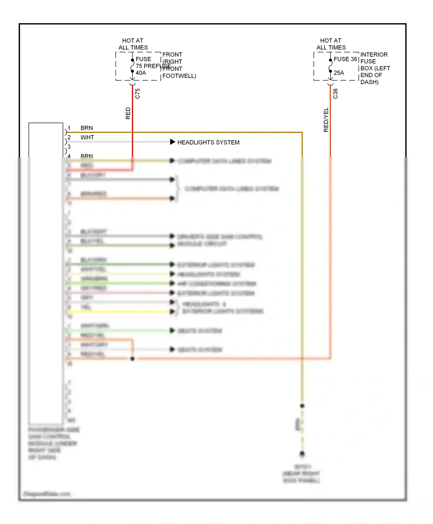 Wiring diagram seats system for Mercedes-Benz E-class W211/S211 facelift (2006-2009) (1 of 2)
