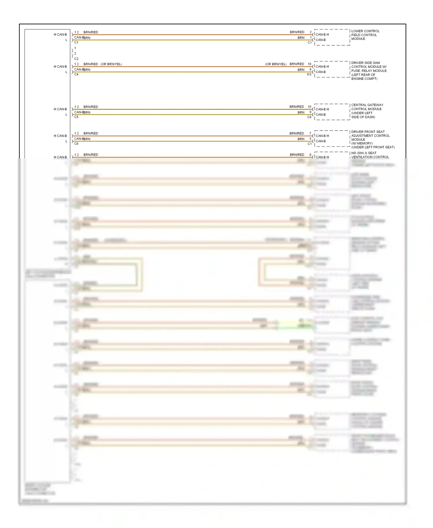 Wiring diagram upper control panel control module for Mercedes-Benz E-class W211/S211 facelift (2006-2009) (5 of 7)