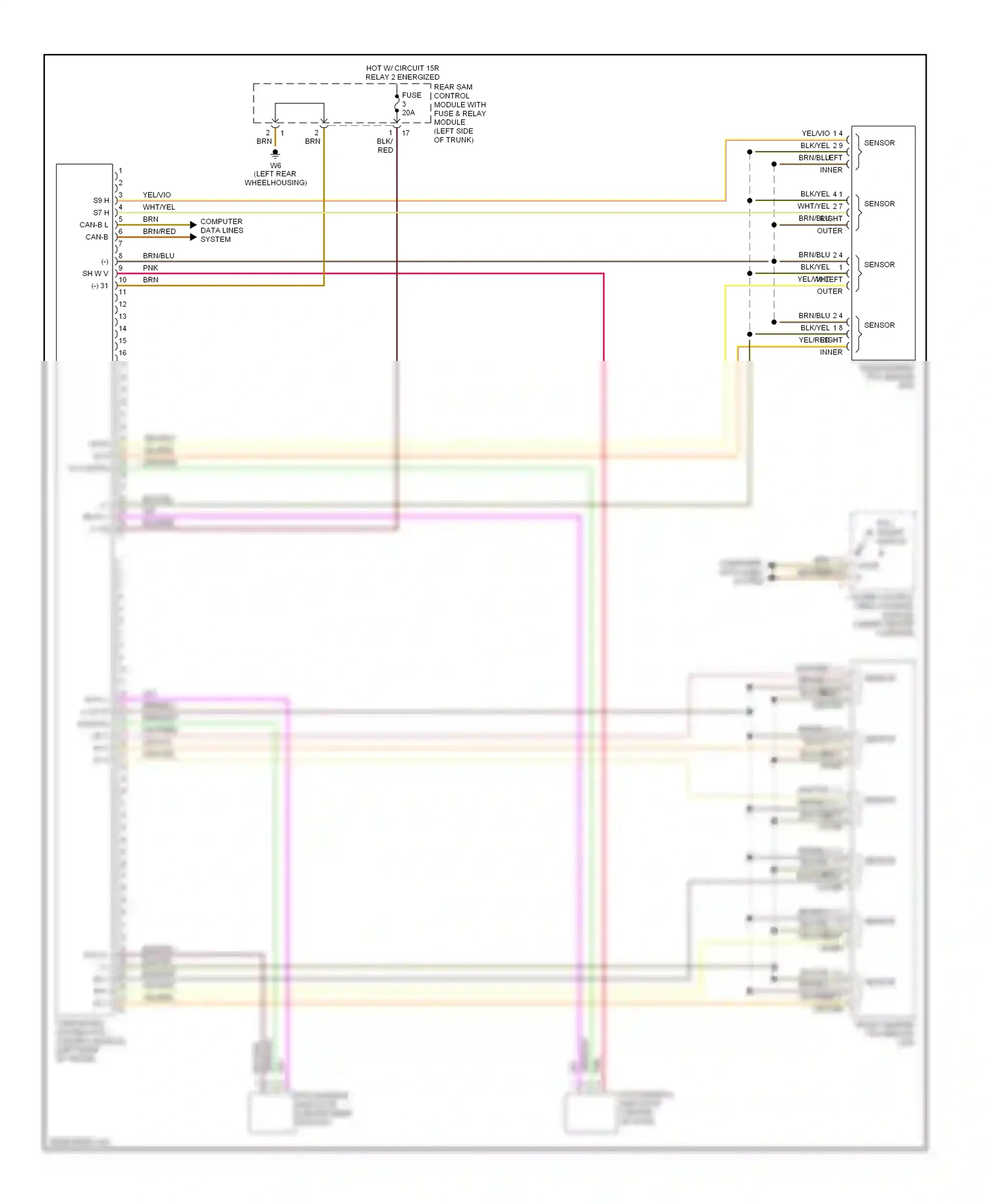 Wiring diagram 1 2 4 1 left outer sensor for Mercedes-Benz E-class W211/S211 (2002-2006) (1 of 1)