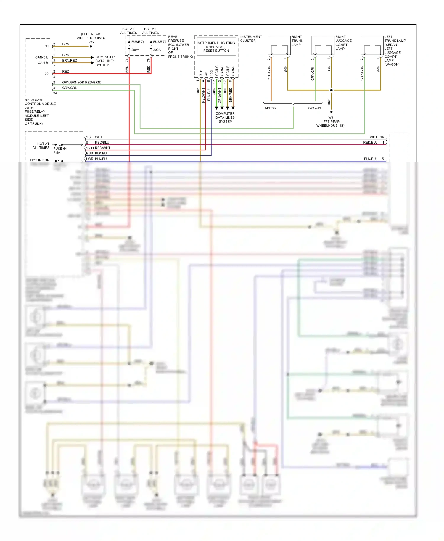 Wiring diagram control panel rear switch group for Mercedes-Benz E-class W211/S211 (2002-2006) (1 of 1)