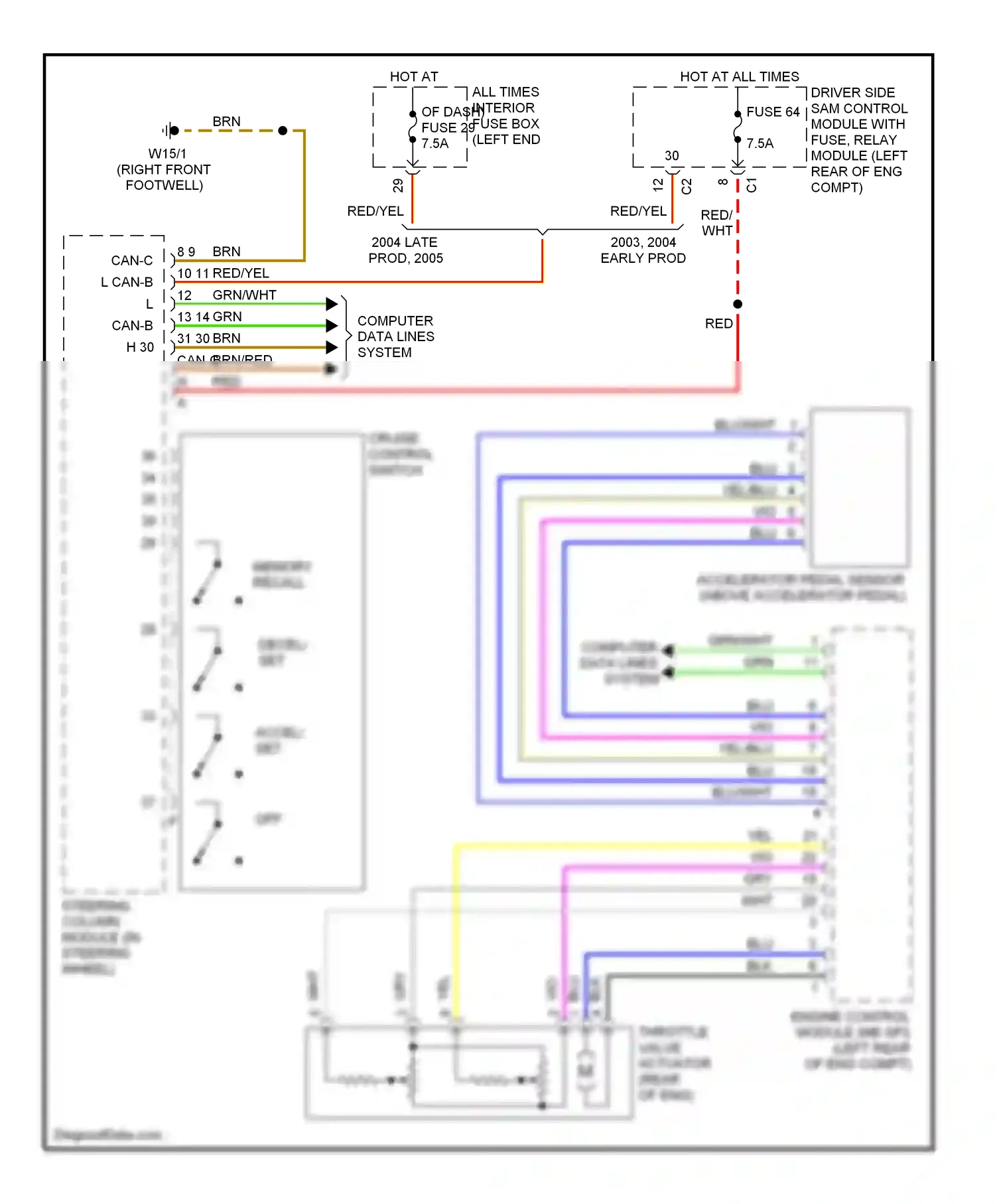 Wiring diagram cruise control switch for Mercedes-Benz E-class W211/S211 (2002-2006) (1 of 1)