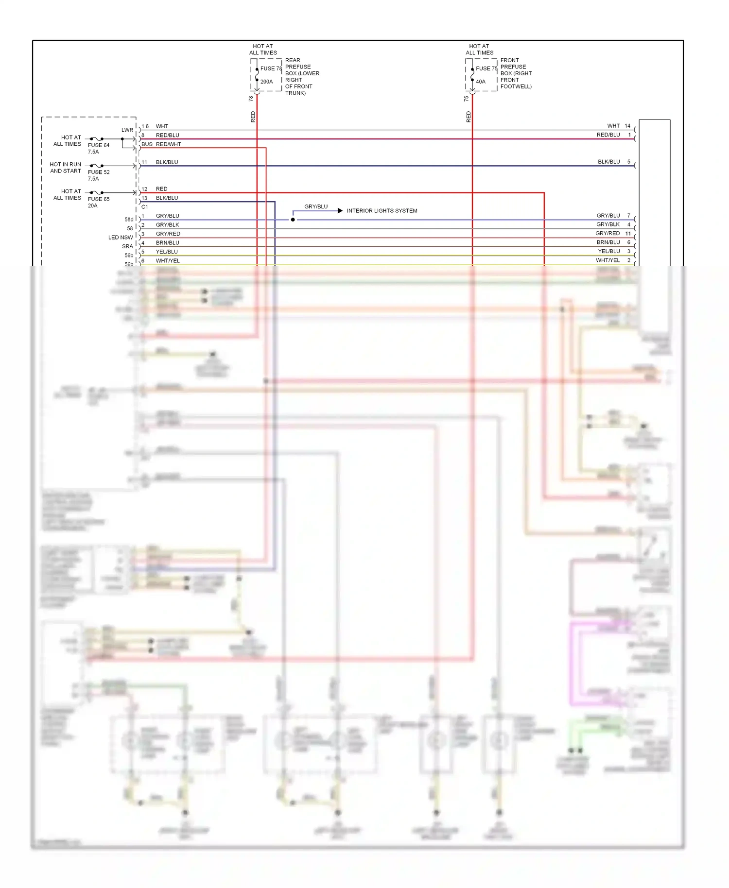 Wiring diagram left front headlamp unit for Mercedes-Benz E-class W211/S211 (2002-2006) (1 of 2)