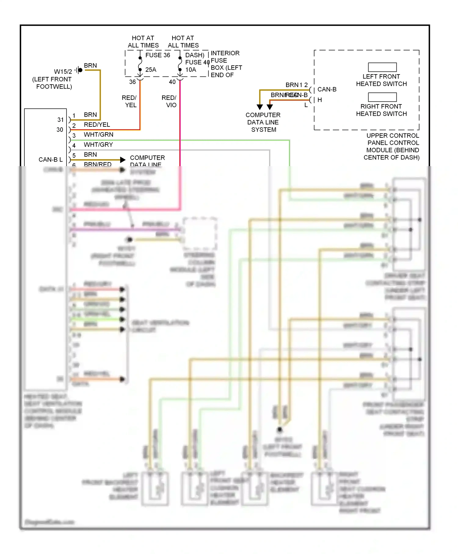 Wiring diagram left front heated switch for Mercedes-Benz E-class W211/S211 (2002-2006) (1 of 1)