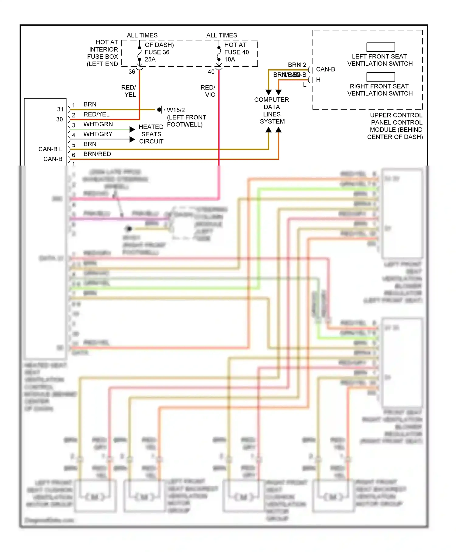Wiring diagram left front seat ventilation switch for Mercedes-Benz E-class W211/S211 (2002-2006) (1 of 1)