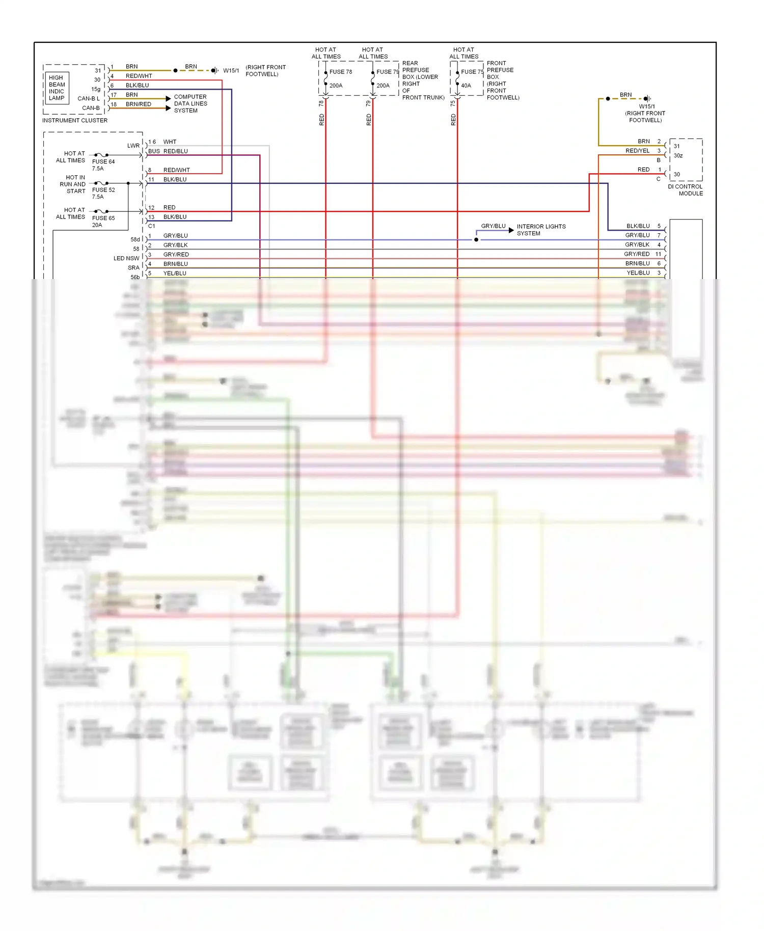 Wiring diagram left headlamp range adjustment motor for Mercedes-Benz E-class W211/S211 (2002-2006) (1 of 1)