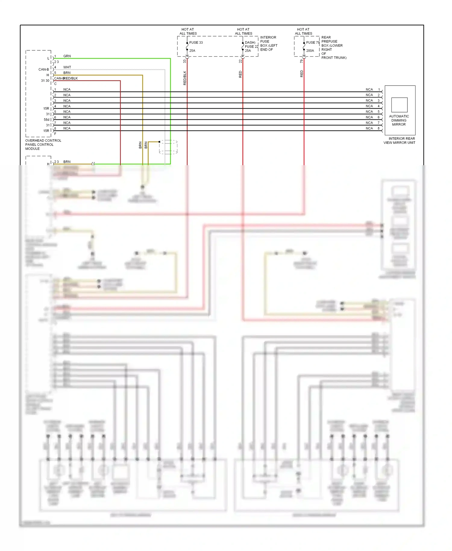 Wiring diagram overhead control panel control module for Mercedes-Benz E-class W211/S211 (2002-2006) (5 of 7)