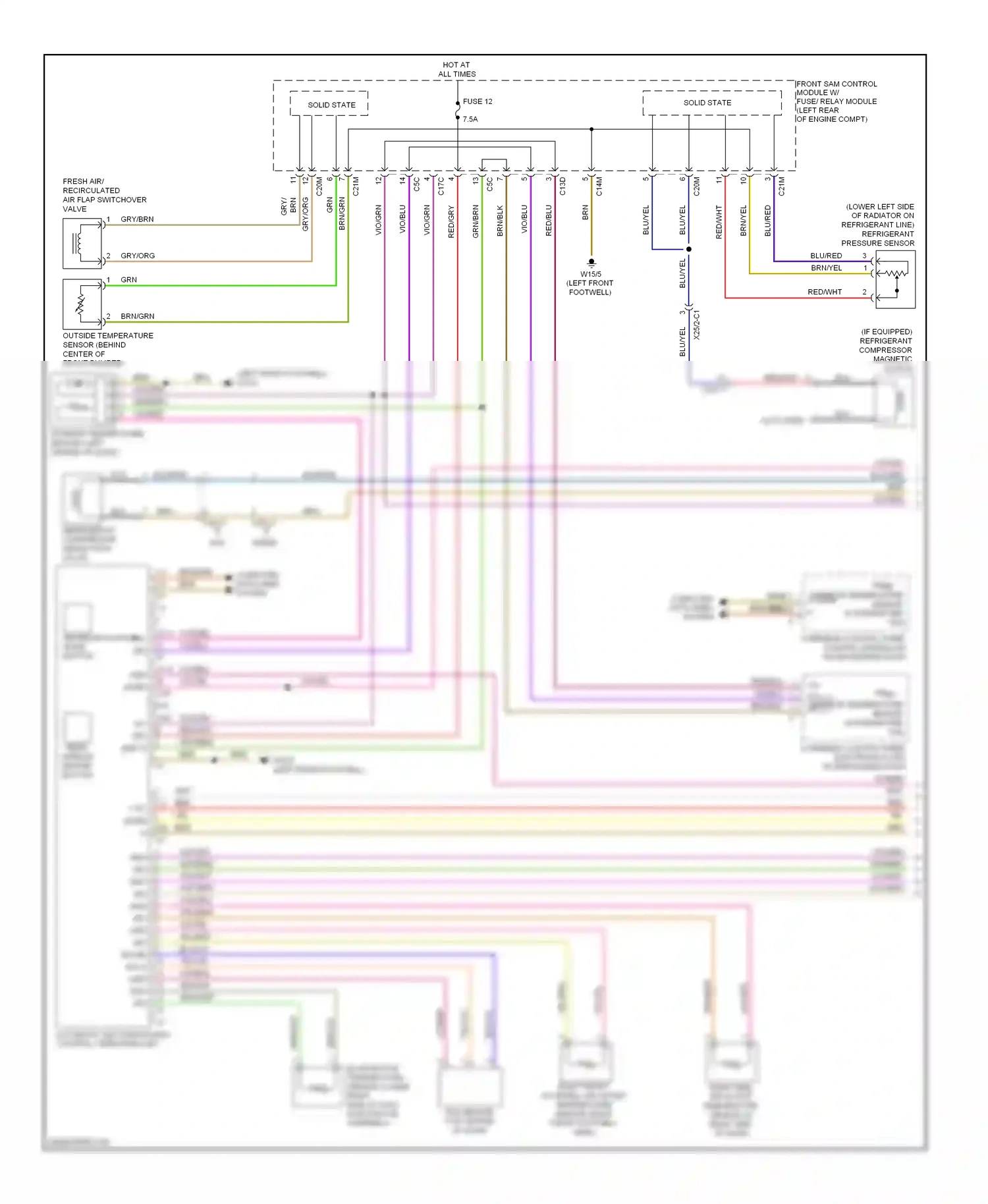 Wiring diagram air recirculation mode button for Mercedes-Benz E-class W212/S212/C207/A207 facelift (2013-2016) (15 of 20)
