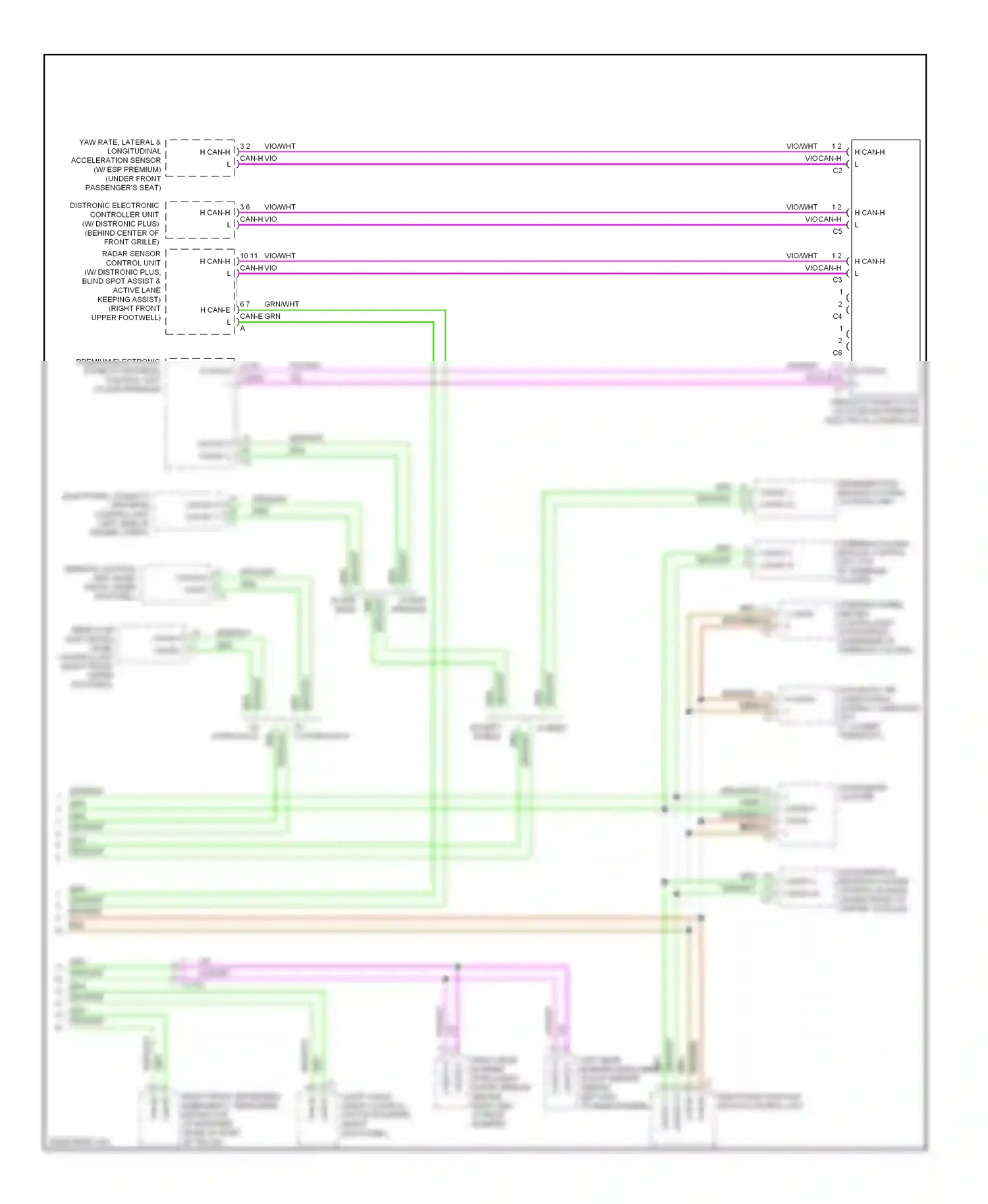 Mercedes-Benz E-class W212/S212/C207/A207 facelift (2013-2016) electronic stability program control unit (left side of engine compt) wiring diagram  (2 of 3)