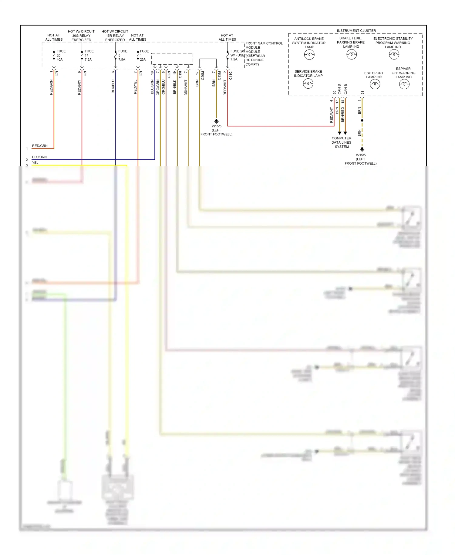 Wiring diagram electronic stability program warning lamp ind for Mercedes-Benz E-class W212/S212/C207/A207 facelift (2013-2016) (3 of 4)
