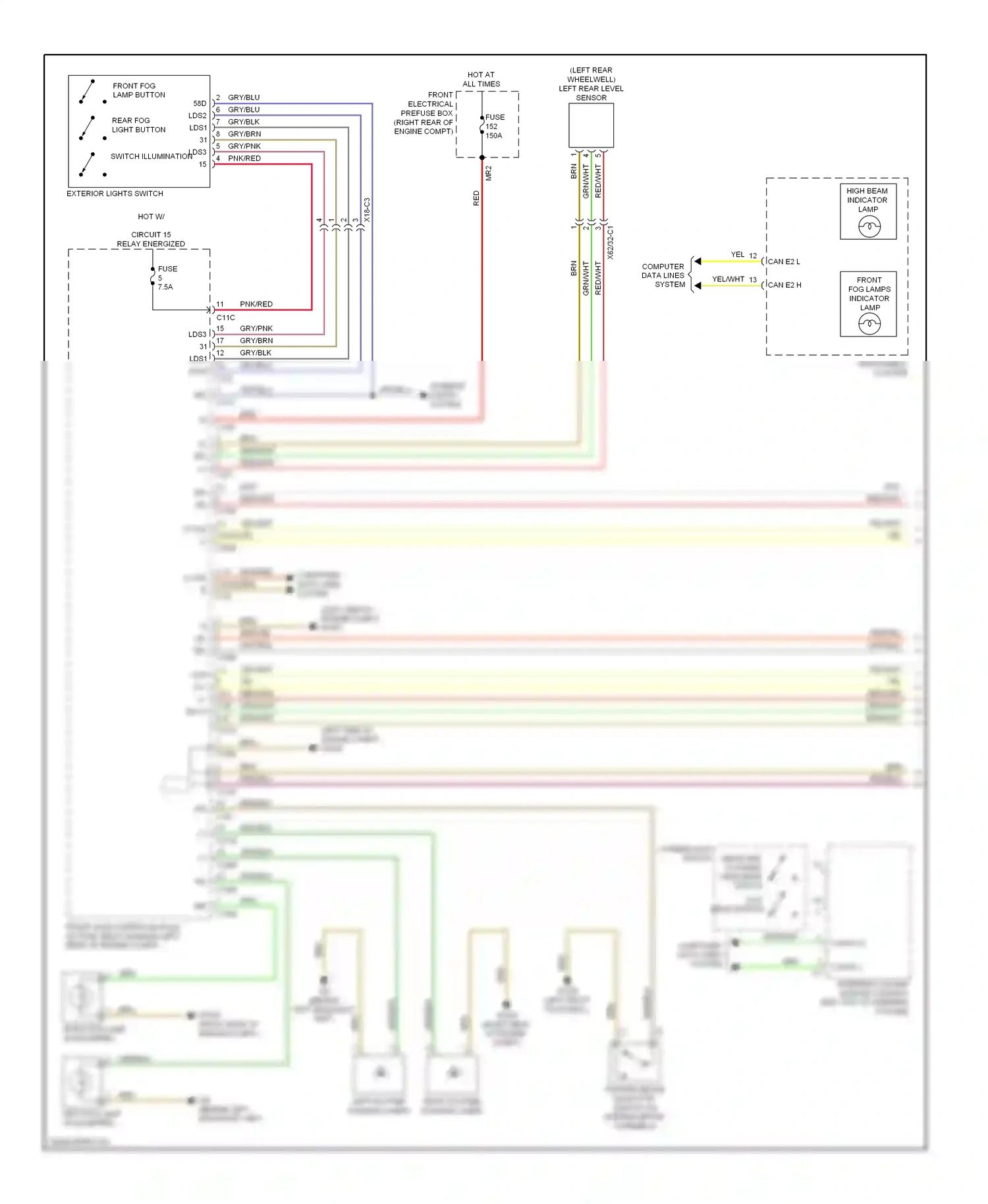 Wiring diagram low beam switch for Mercedes-Benz E-class W212/S212/C207/A207 facelift (2013-2016) (11 of 17)