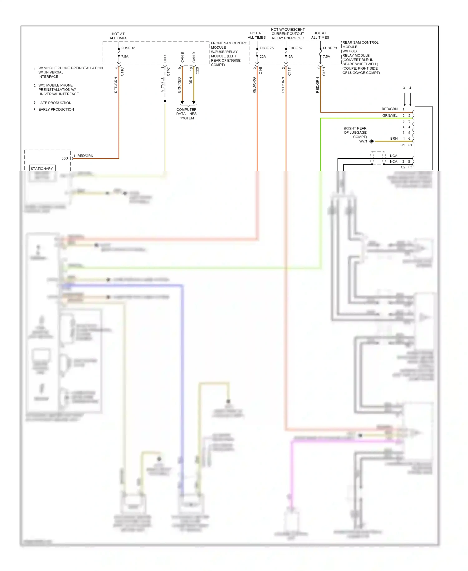 Wiring diagram rear sam control module for Mercedes-Benz E-class W212/S212/C207/A207 facelift (2013-2016) (13 of 14)