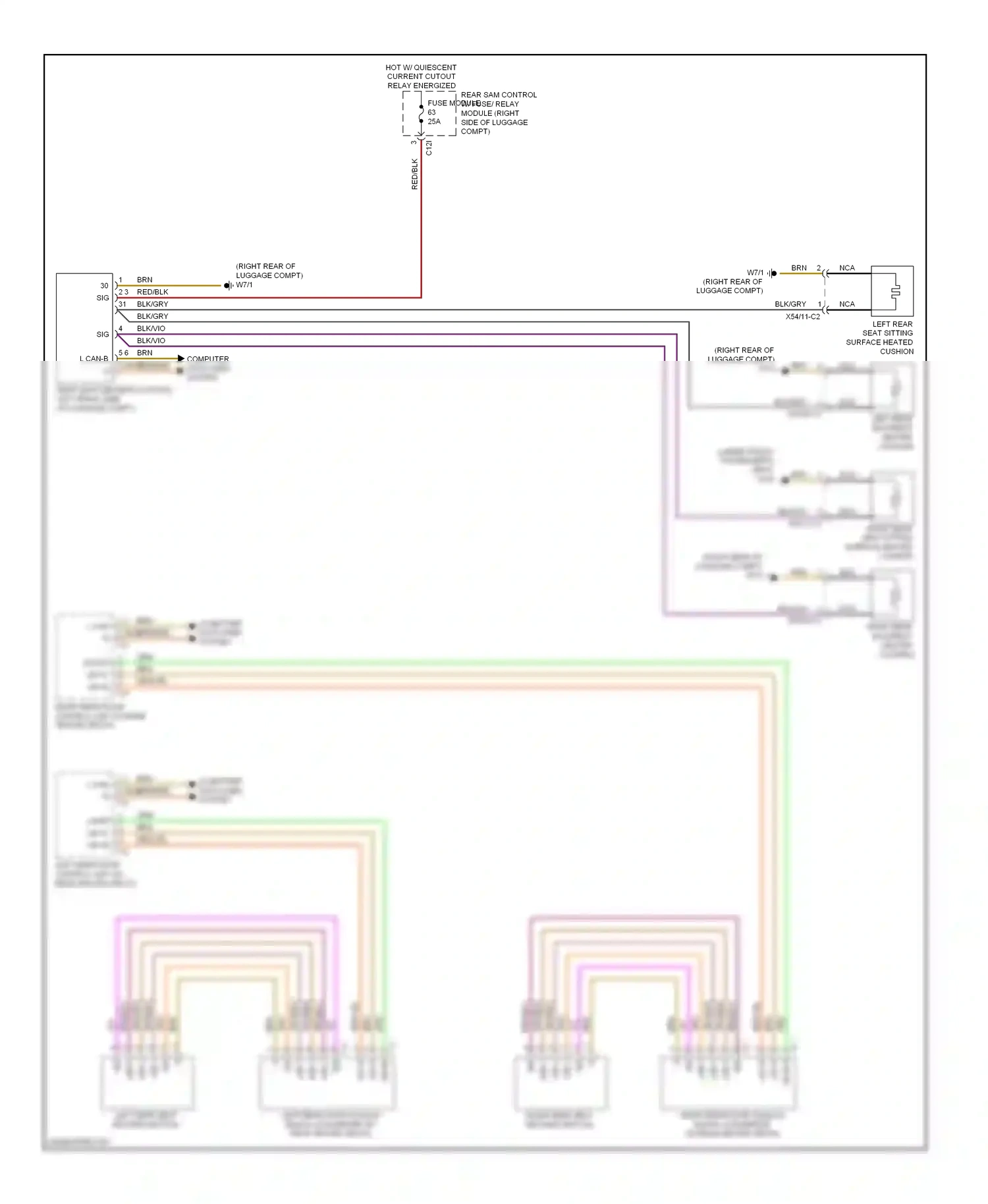 Wiring diagram rear sam control for Mercedes-Benz E-class W212/S212/C207/A207 facelift (2013-2016) (6 of 9)