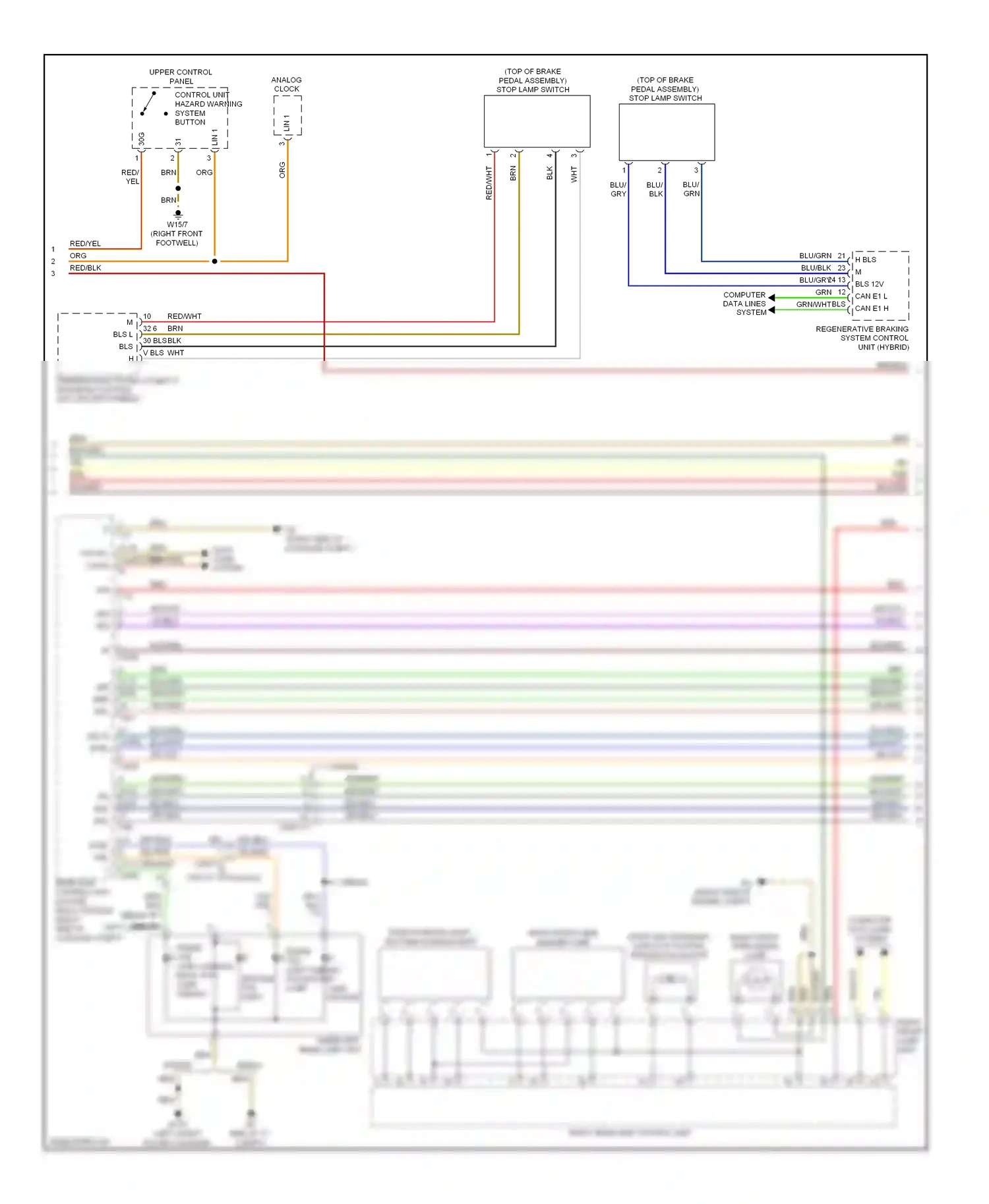 Wiring diagram upper control panel control unit hazard warning system button for Mercedes-Benz E-class W212/S212/C207/A207 facelift (2013-2016) (2 of 6)