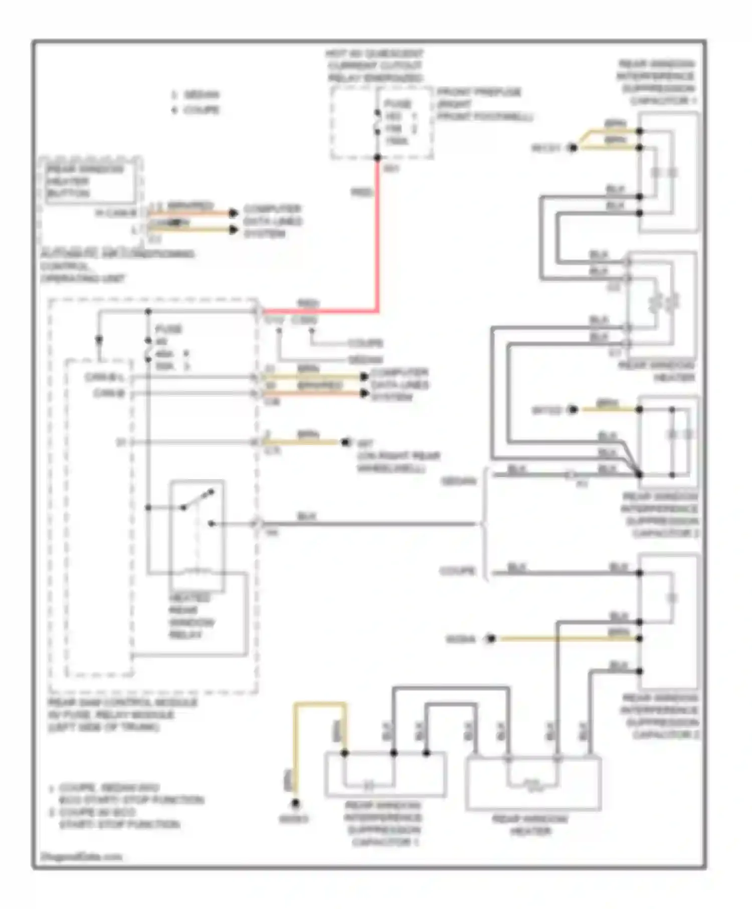E-class Mercedes-Benz W212/S212/C207/A207 (2009-2013): Rear defogger circuit