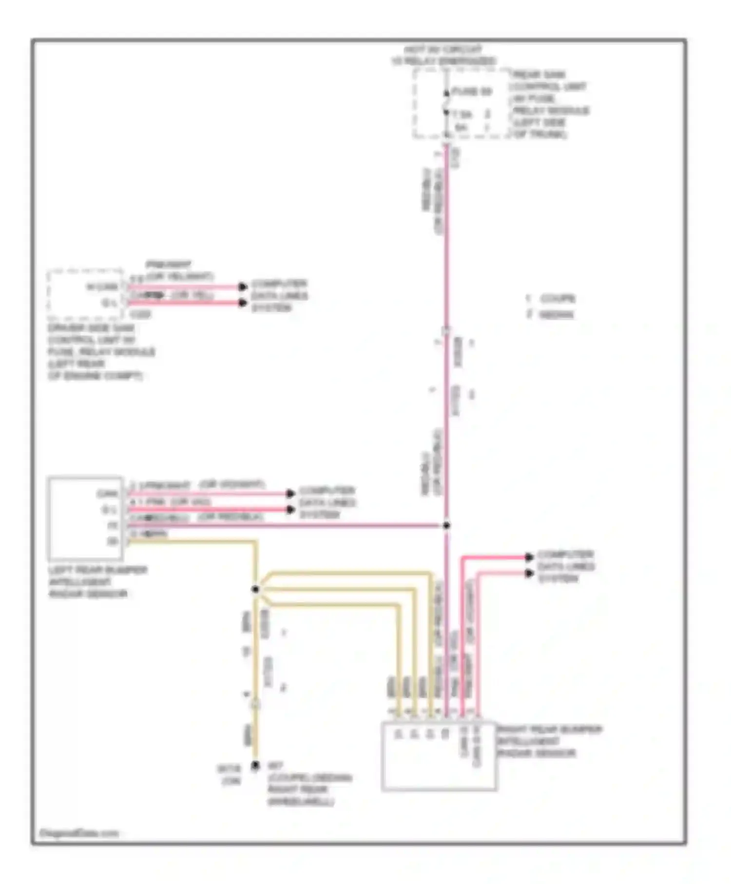 E-class Mercedes-Benz W212/S212/C207/A207 (2009-2013): Blind spot information system circuit