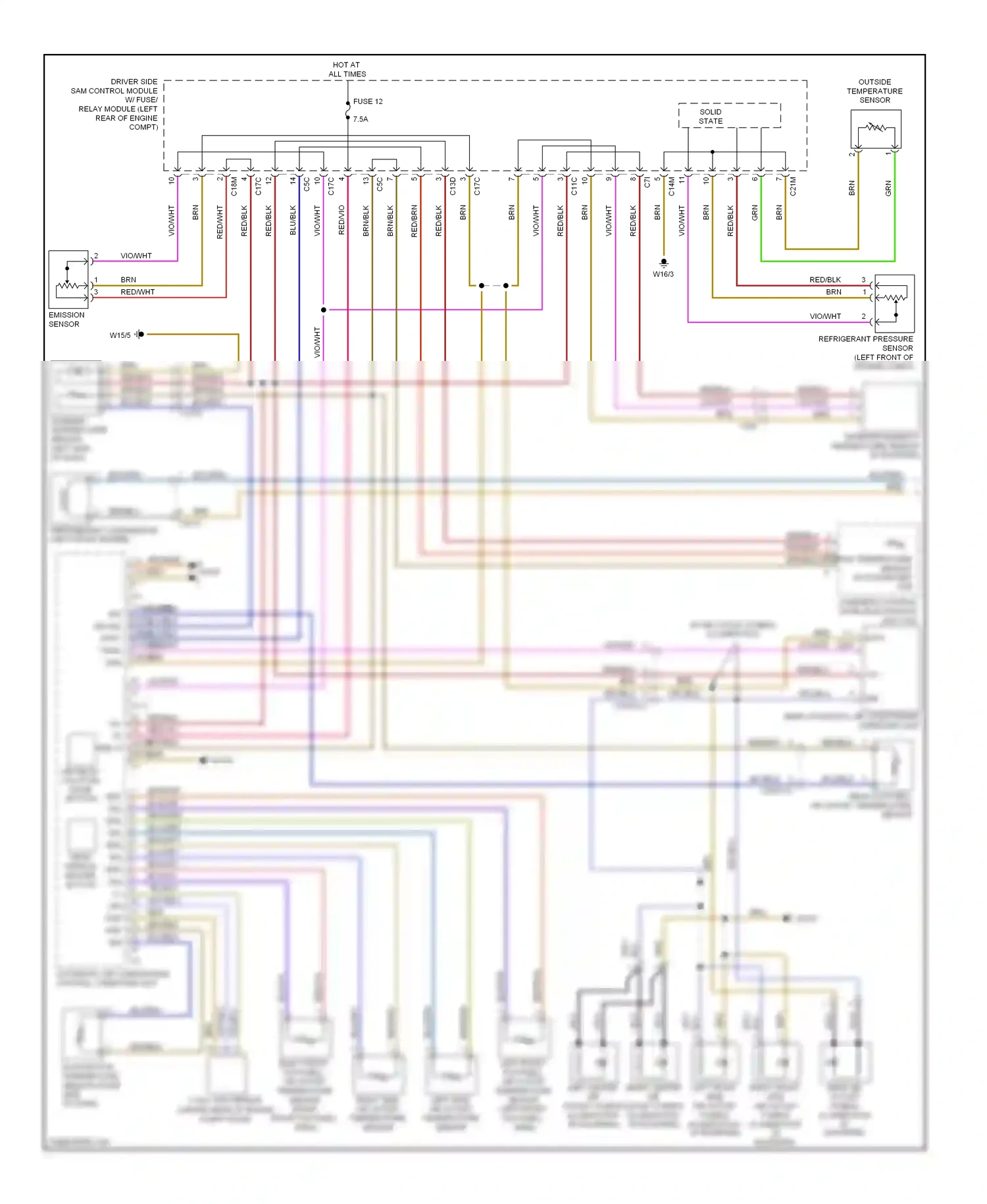 Wiring diagram automatic air conditioning control, operating unit for Mercedes-Benz E-class W212/S212/C207/A207 (2009-2013) (1 of 9)
