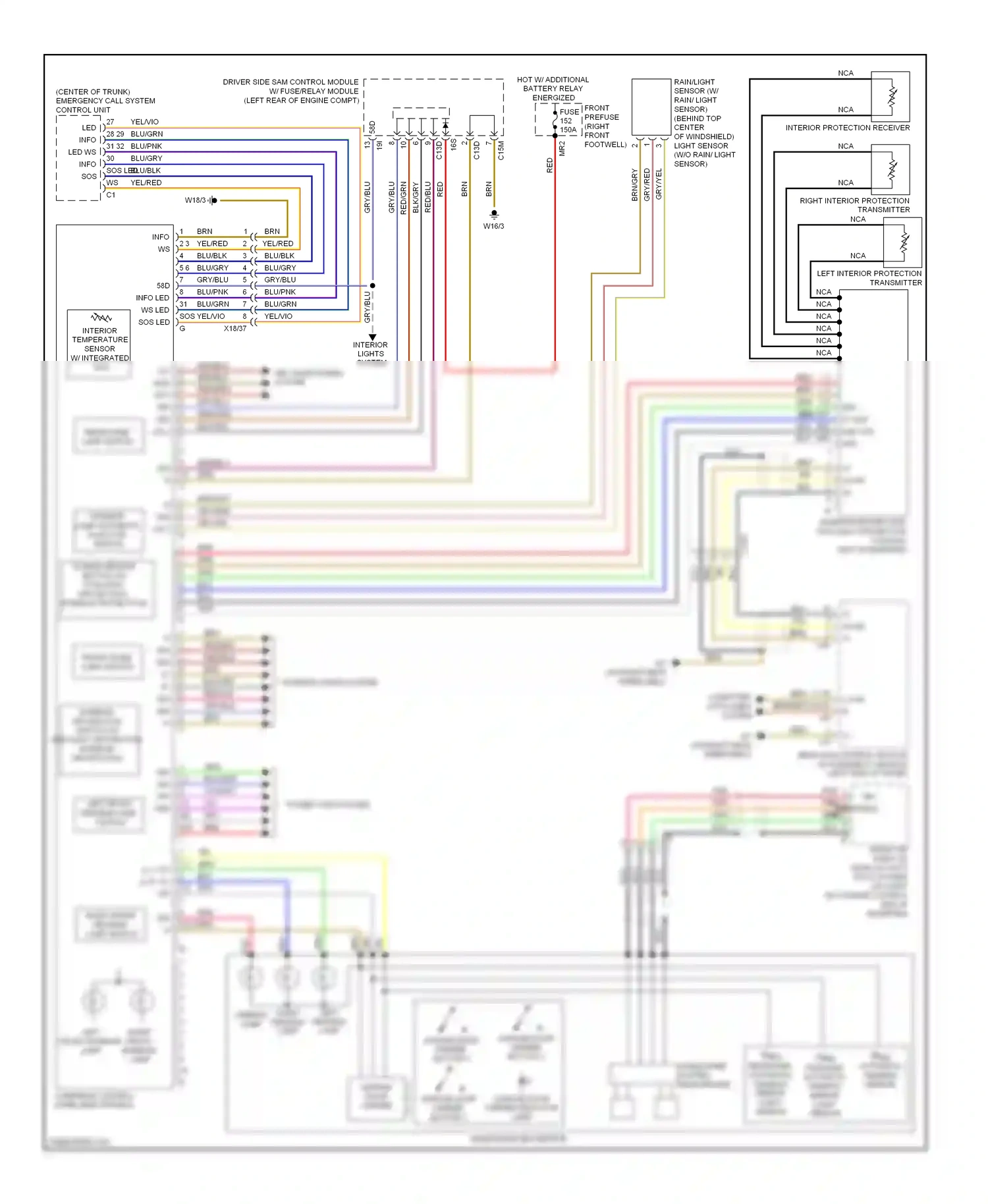 Wiring diagram automatic forward dimming automatic mirror dimming mirror light sensor for Mercedes-Benz E-class W212/S212/C207/A207 (2009-2013) (1 of 3)