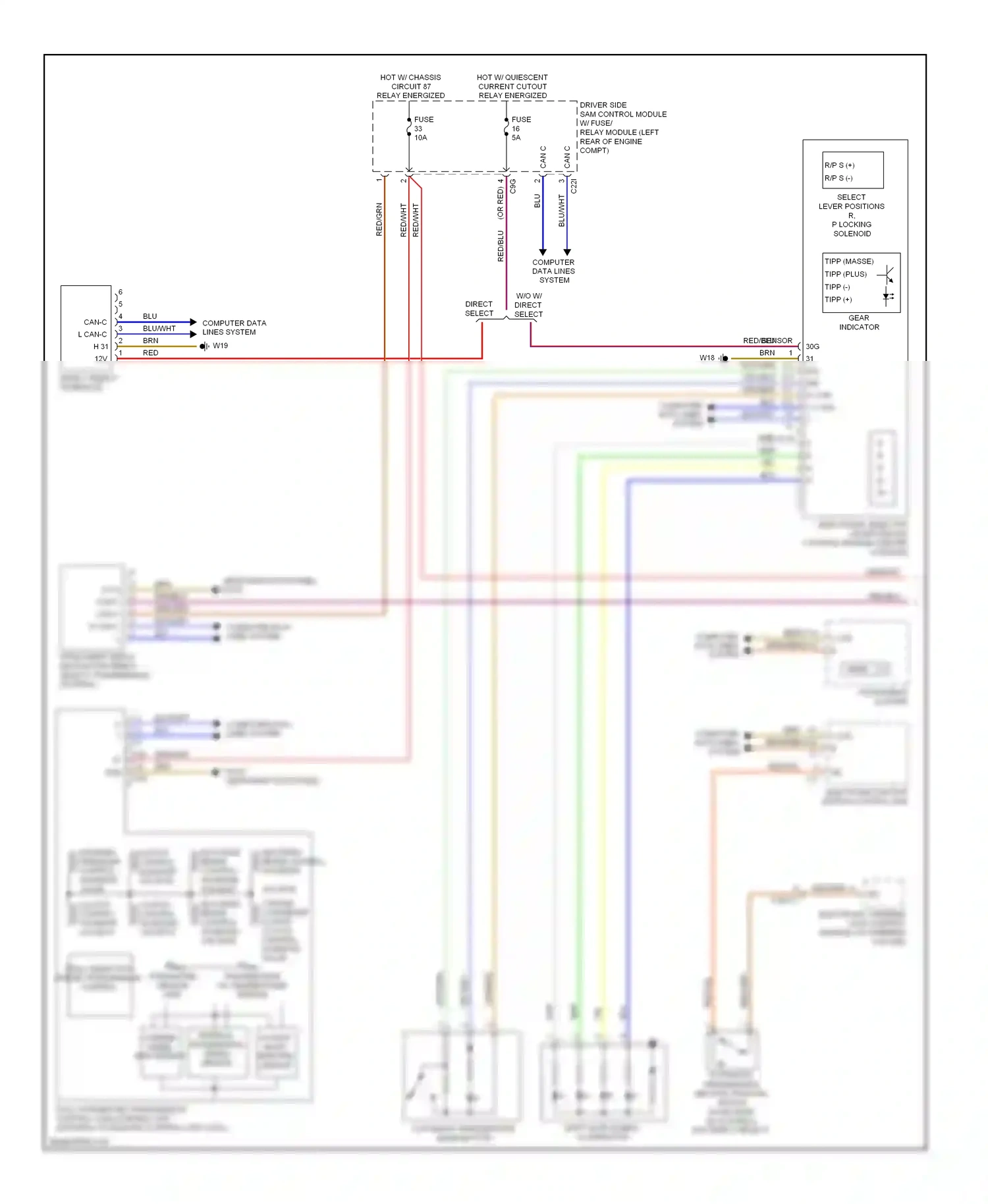 Wiring diagram automatic transmission mode button for Mercedes-Benz E-class W212/S212/C207/A207 (2009-2013) (5 of 5)