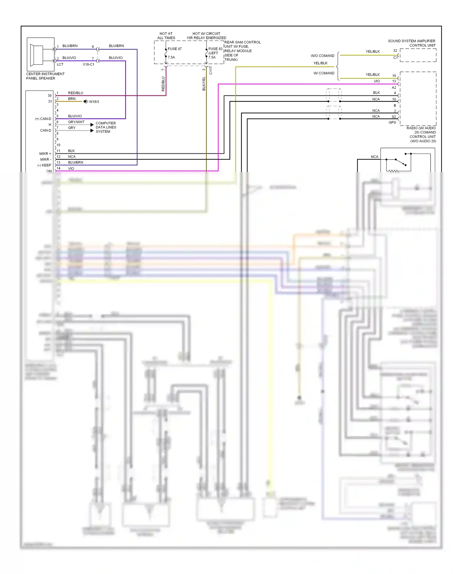 Wiring diagram breakdown assistance button for Mercedes-Benz E-class W212/S212/C207/A207 (2009-2013) (1 of 2)