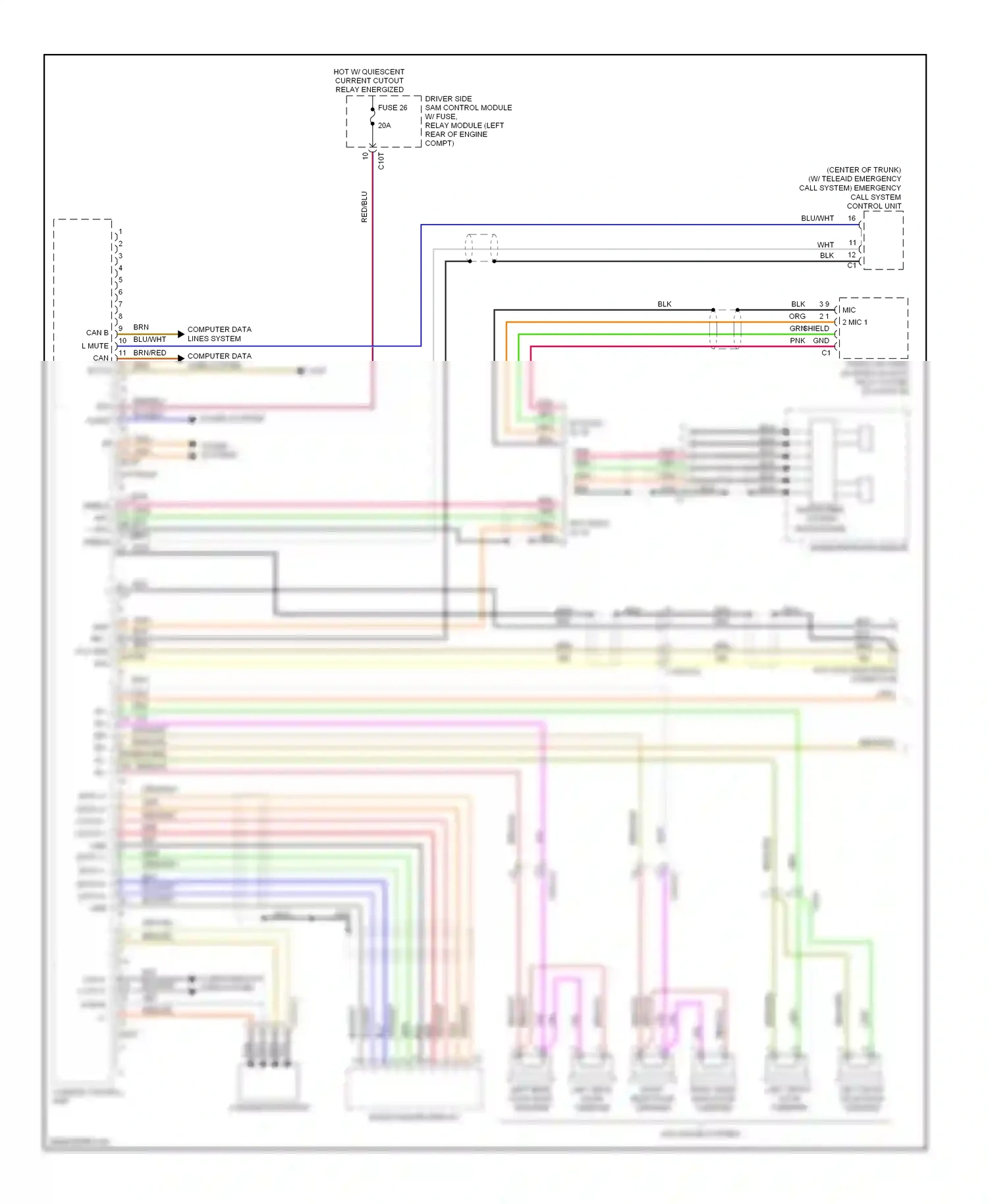 Wiring diagram call system) emergency call system control unit for Mercedes-Benz E-class W212/S212/C207/A207 (2009-2013) (3 of 4)