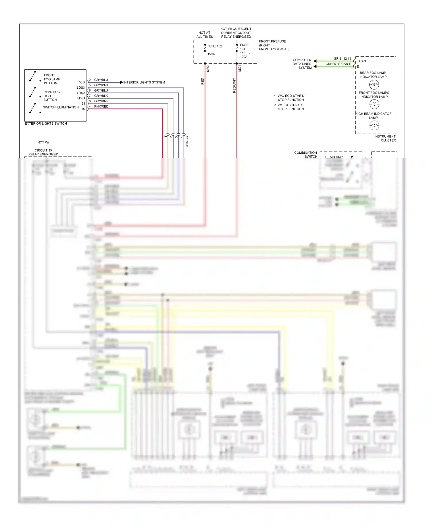 Wiring diagram combination switch for Mercedes-Benz E-class W212/S212/C207/A207 (2009-2013) (4 of 9)