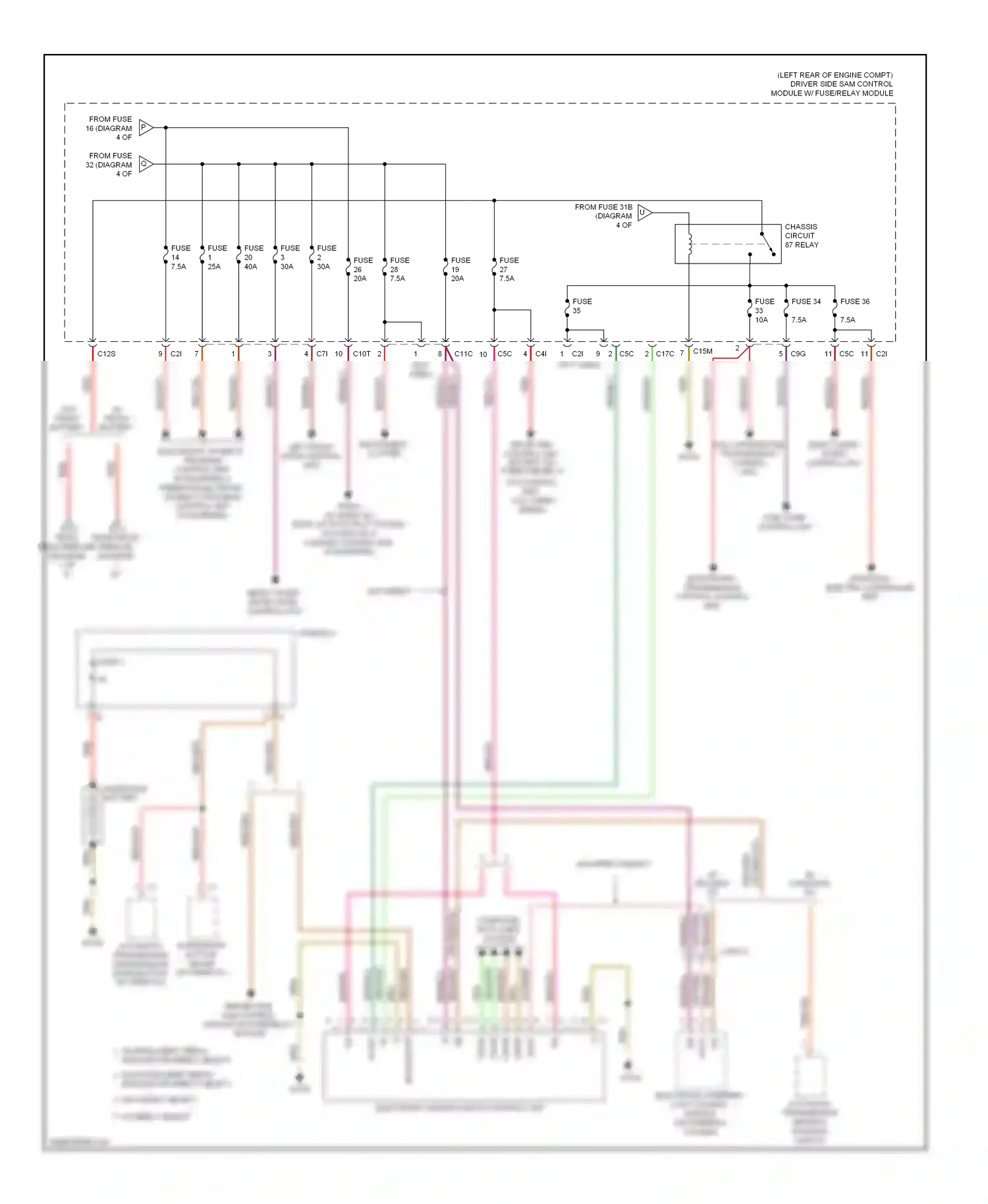 Wiring diagram driver side sam control module w/ fuse/relay module for Mercedes-Benz E-class W212/S212/C207/A207 (2009-2013) (1 of 1)