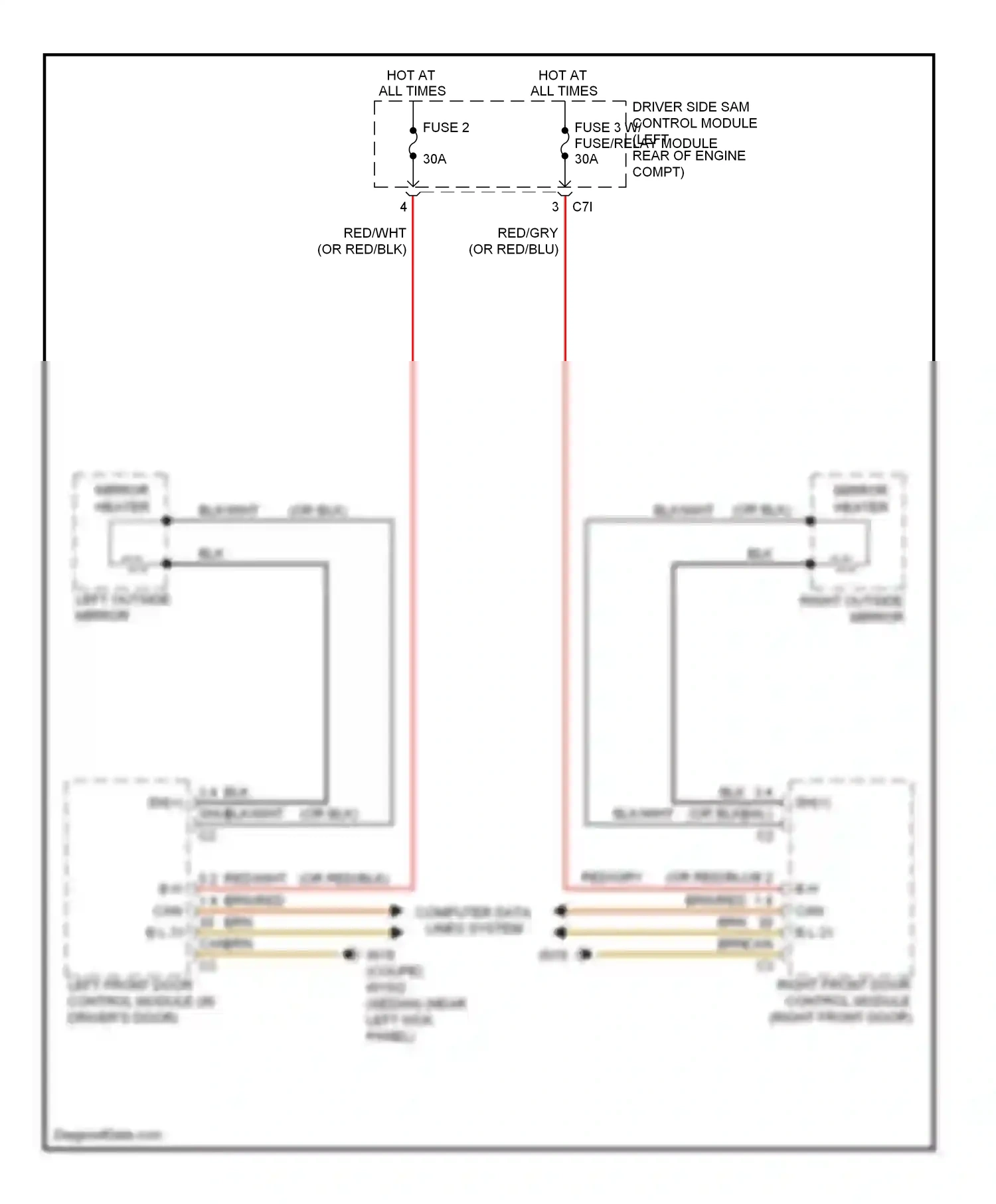 Wiring diagram driver side sam control module for Mercedes-Benz E-class W212/S212/C207/A207 (2009-2013) (5 of 9)