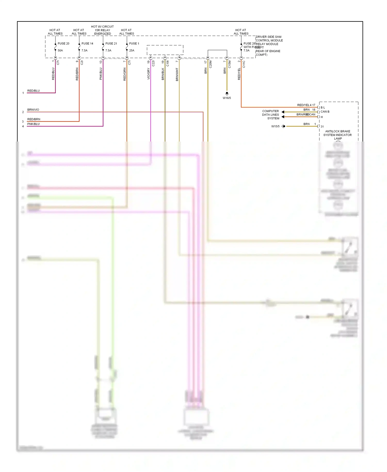 Wiring diagram driver side sam control module for Mercedes-Benz E-class W212/S212/C207/A207 (2009-2013) (1 of 9)