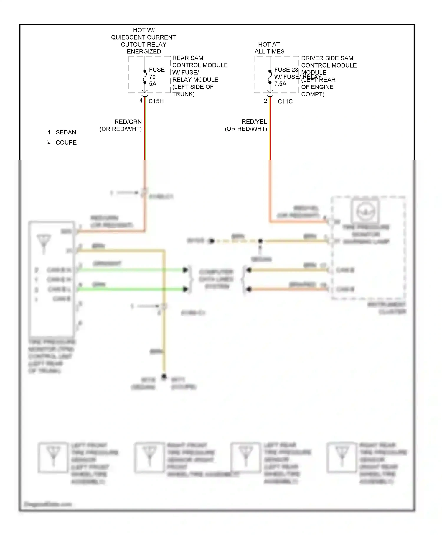 Wiring diagram driver side sam control module for Mercedes-Benz E-class W212/S212/C207/A207 (2009-2013) (6 of 9)