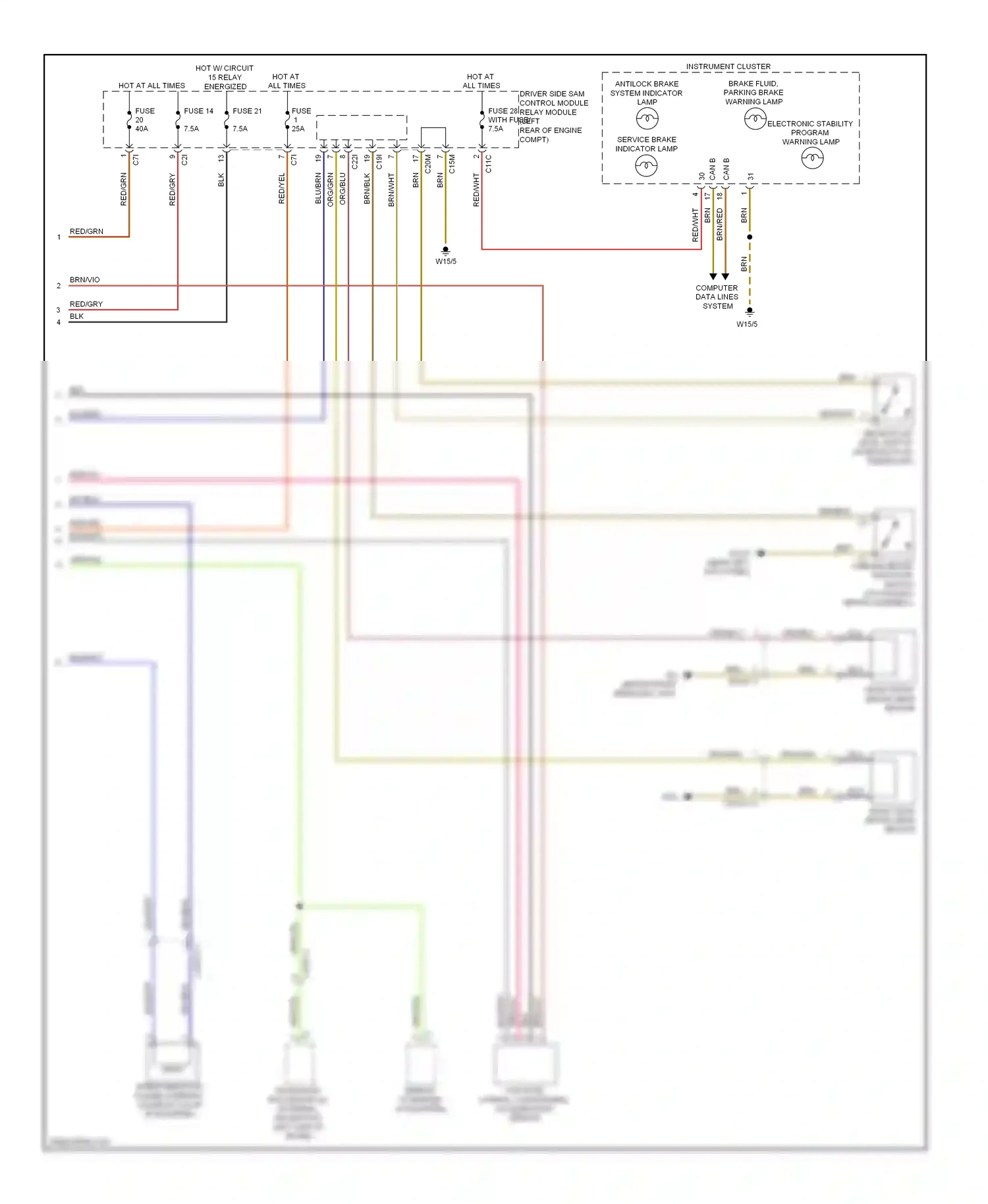 Wiring diagram electronic stability program warning lamp for Mercedes-Benz E-class W212/S212/C207/A207 (2009-2013) (3 of 6)