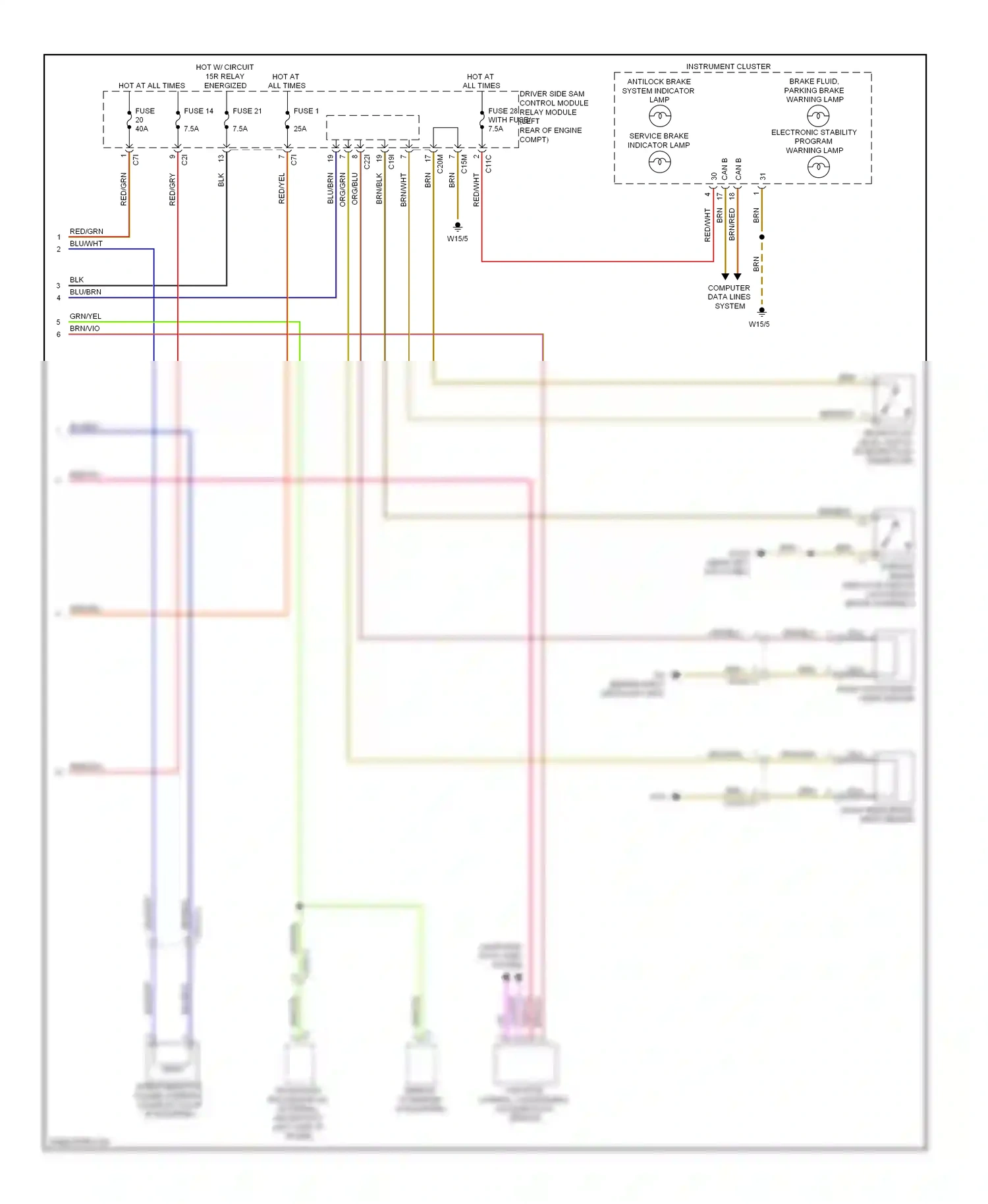 Wiring diagram electronic stability program warning lamp for Mercedes-Benz E-class W212/S212/C207/A207 (2009-2013) (4 of 6)