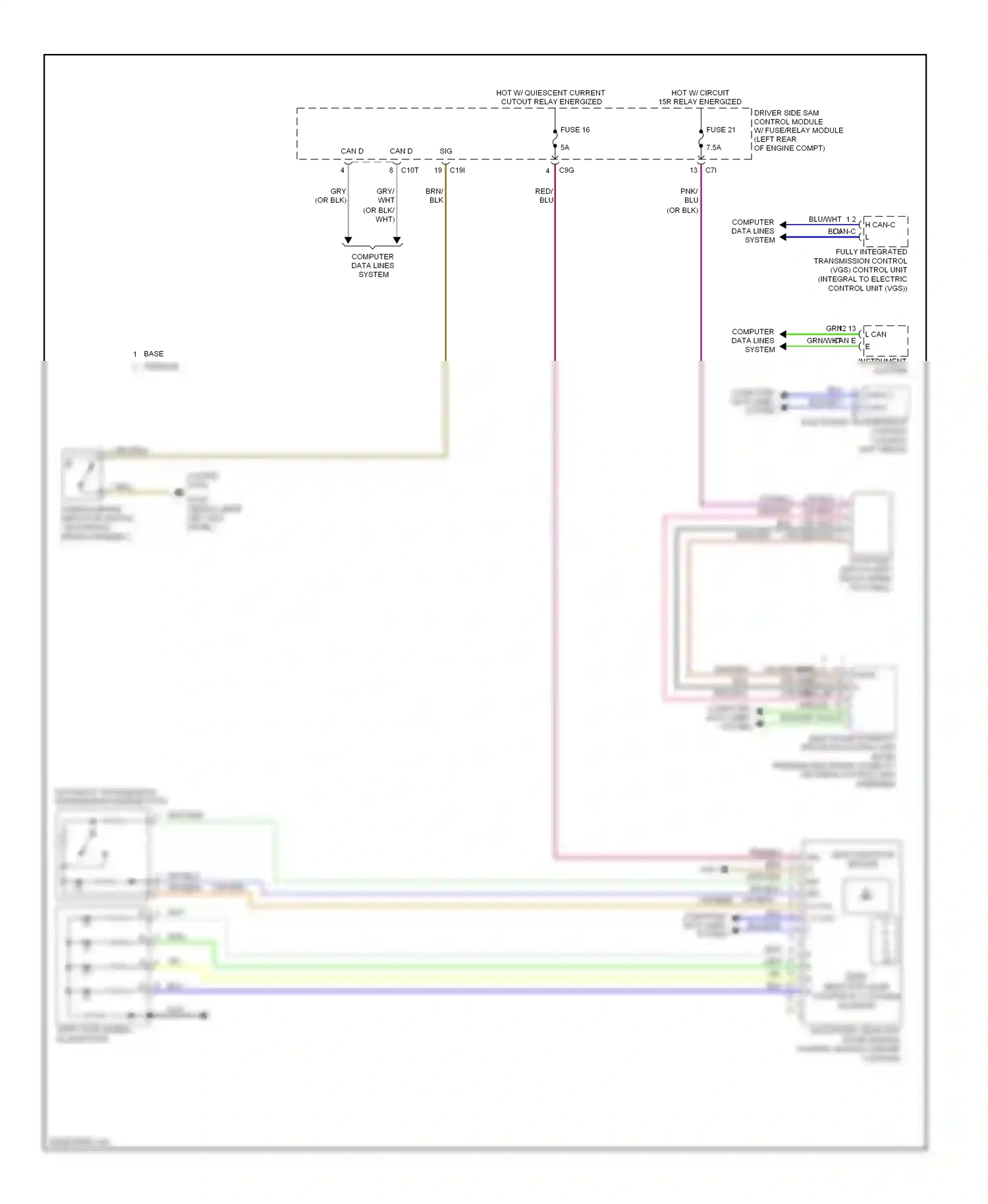 Wiring diagram gear indicator sensor for Mercedes-Benz E-class W212/S212/C207/A207 (2009-2013) (1 of 2)