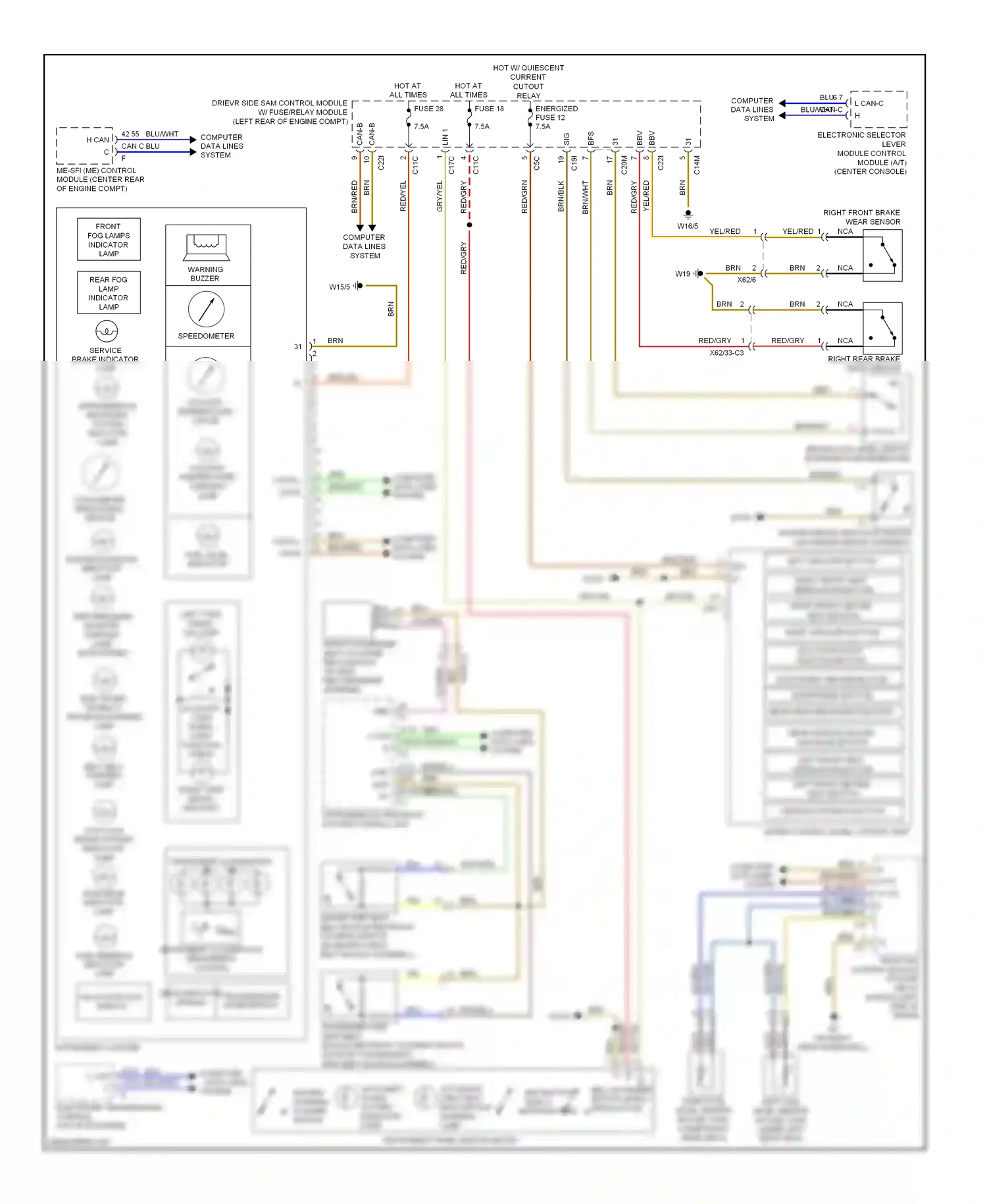 Wiring diagram instrument panel switch group for Mercedes-Benz E-class W212/S212/C207/A207 (2009-2013) (6 of 8)