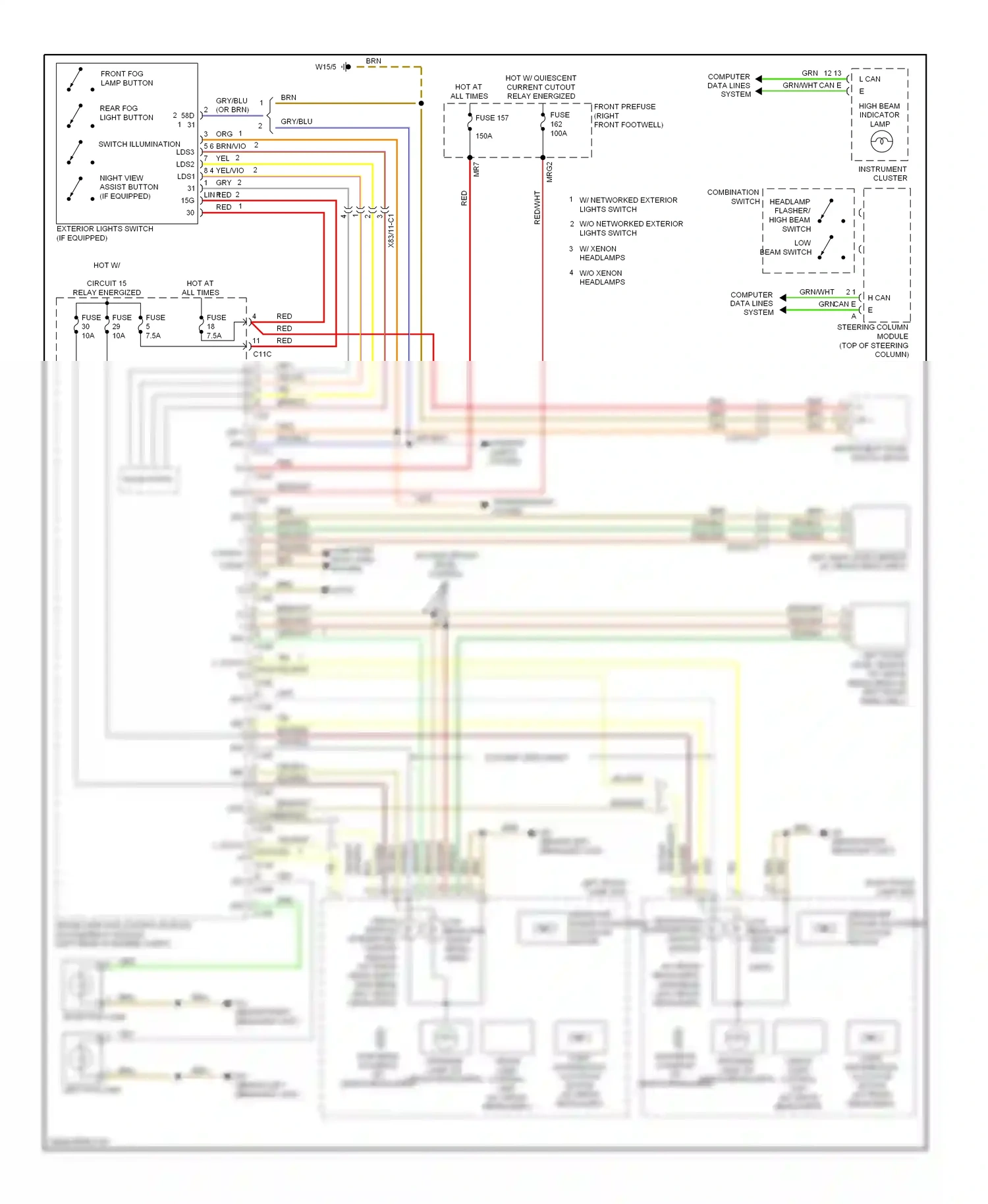 Wiring diagram instrument panel switch group for Mercedes-Benz E-class W212/S212/C207/A207 (2009-2013) (5 of 8)