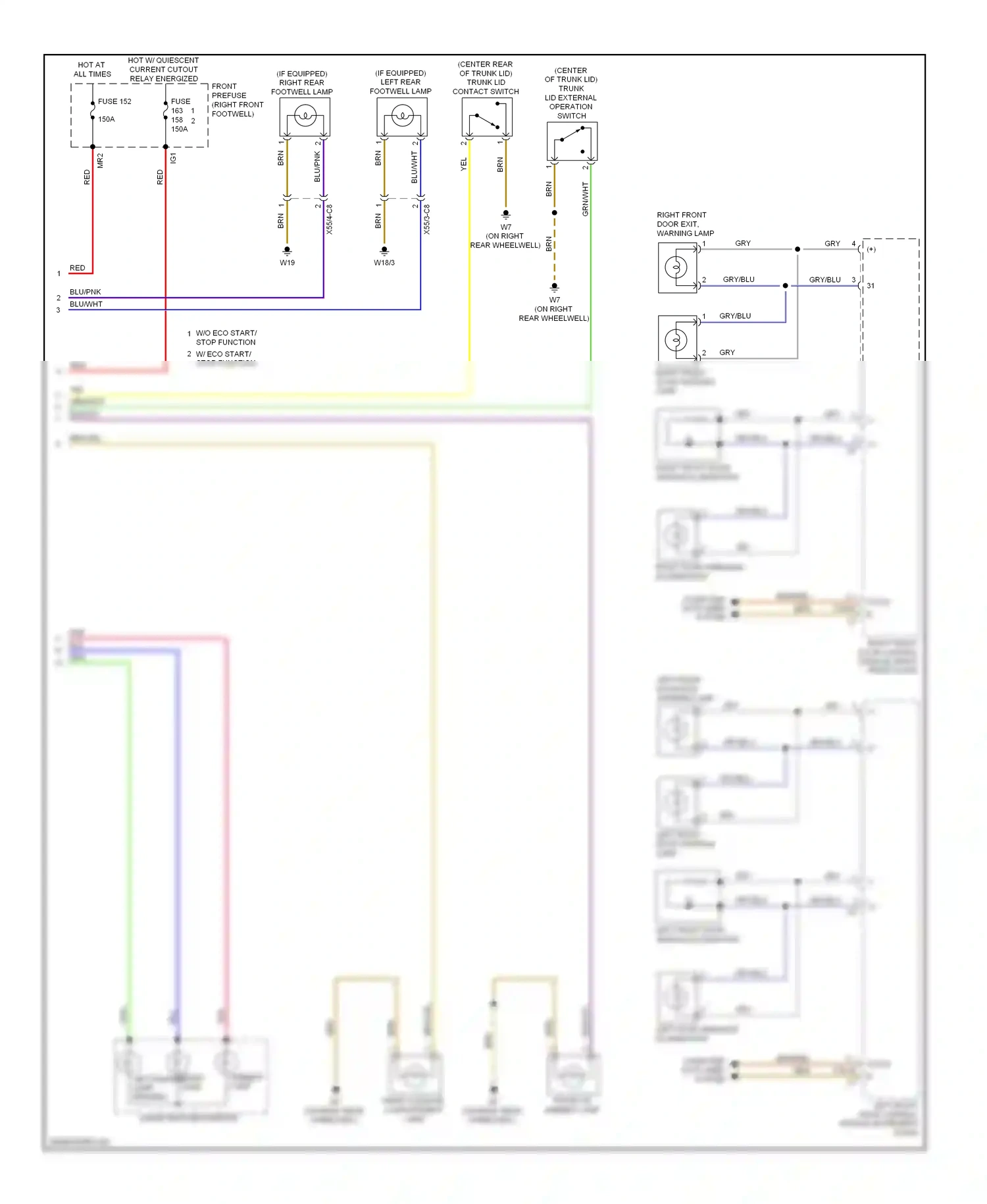 Wiring diagram left front door exit, warning lamp for Mercedes-Benz E-class W212/S212/C207/A207 (2009-2013) (3 of 4)
