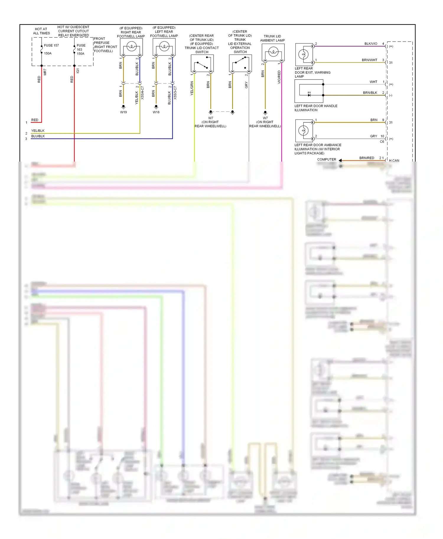 Wiring diagram left front door exit, warning lamp for Mercedes-Benz E-class W212/S212/C207/A207 (2009-2013) (4 of 4)